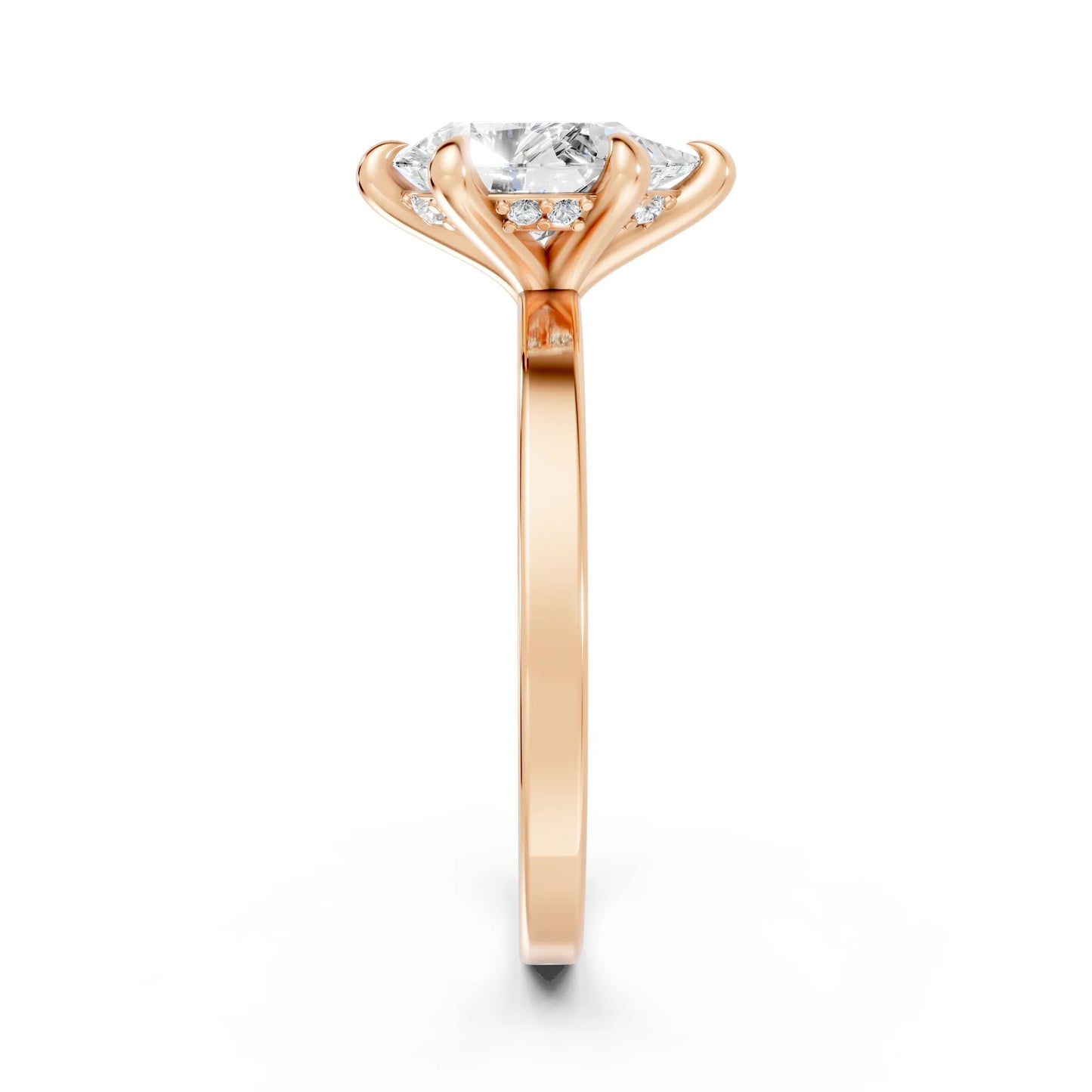 14K Gold Pear Cut Diamond Hidden Halo Engagement Ring