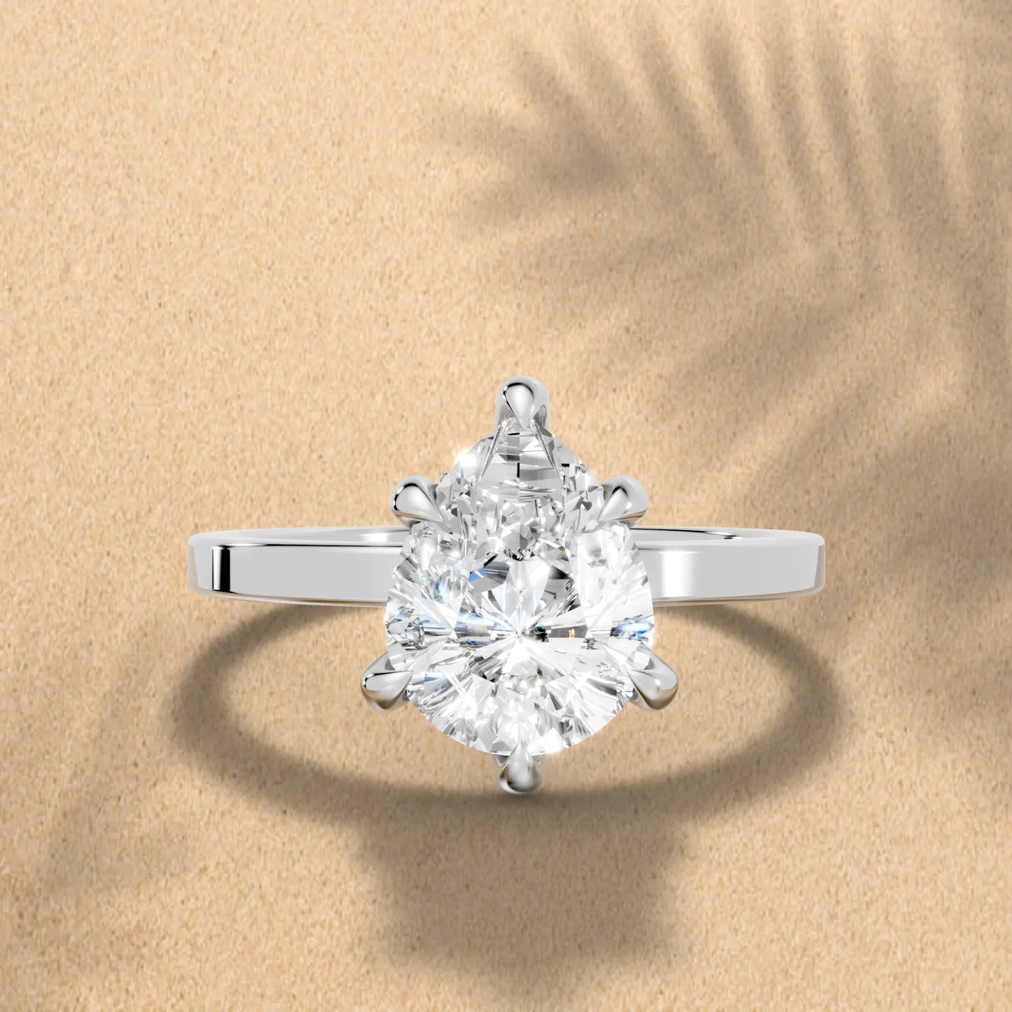14K Gold Pear Cut Diamond Hidden Halo Engagement Ring