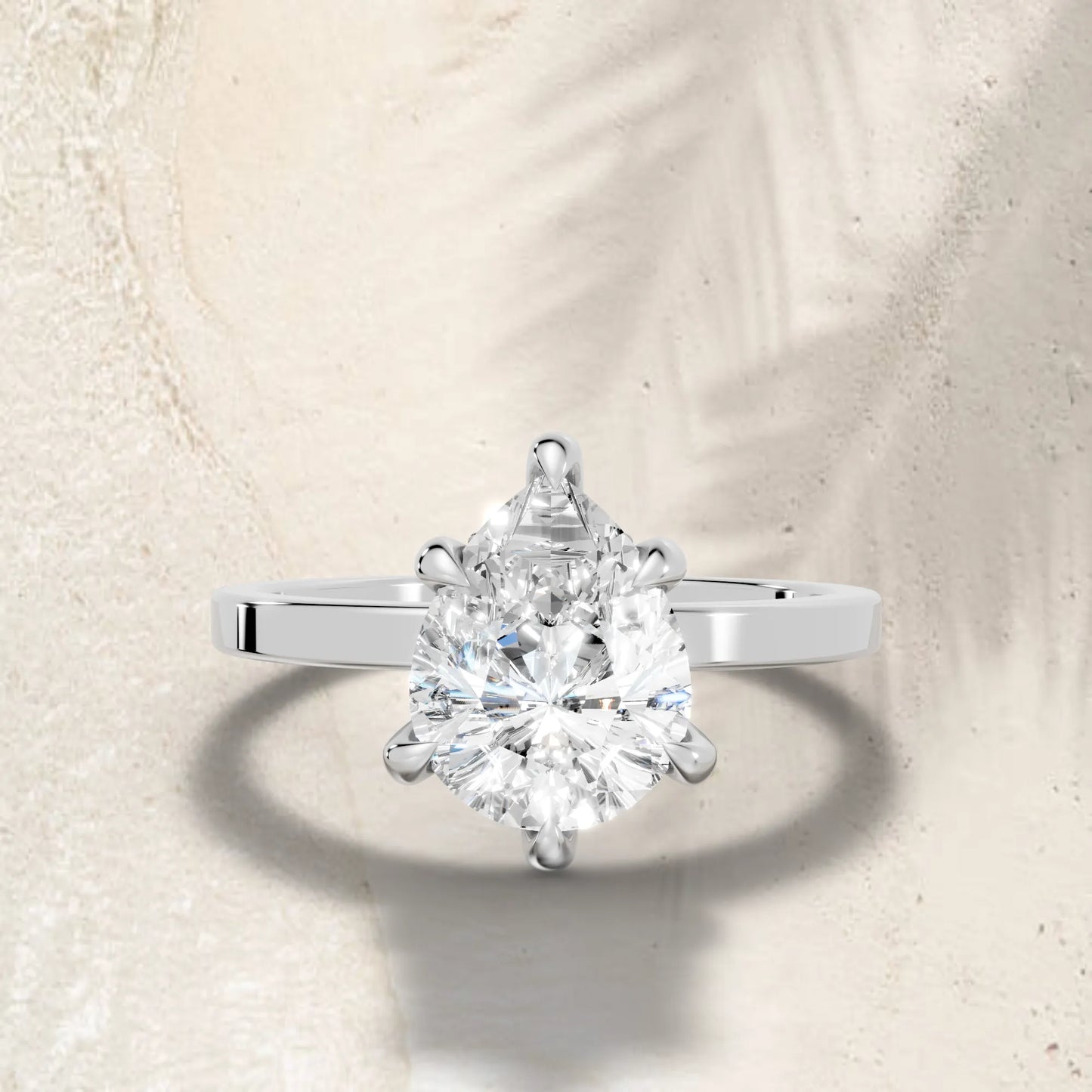 14K Gold Pear Cut Diamond Hidden Halo Engagement Ring