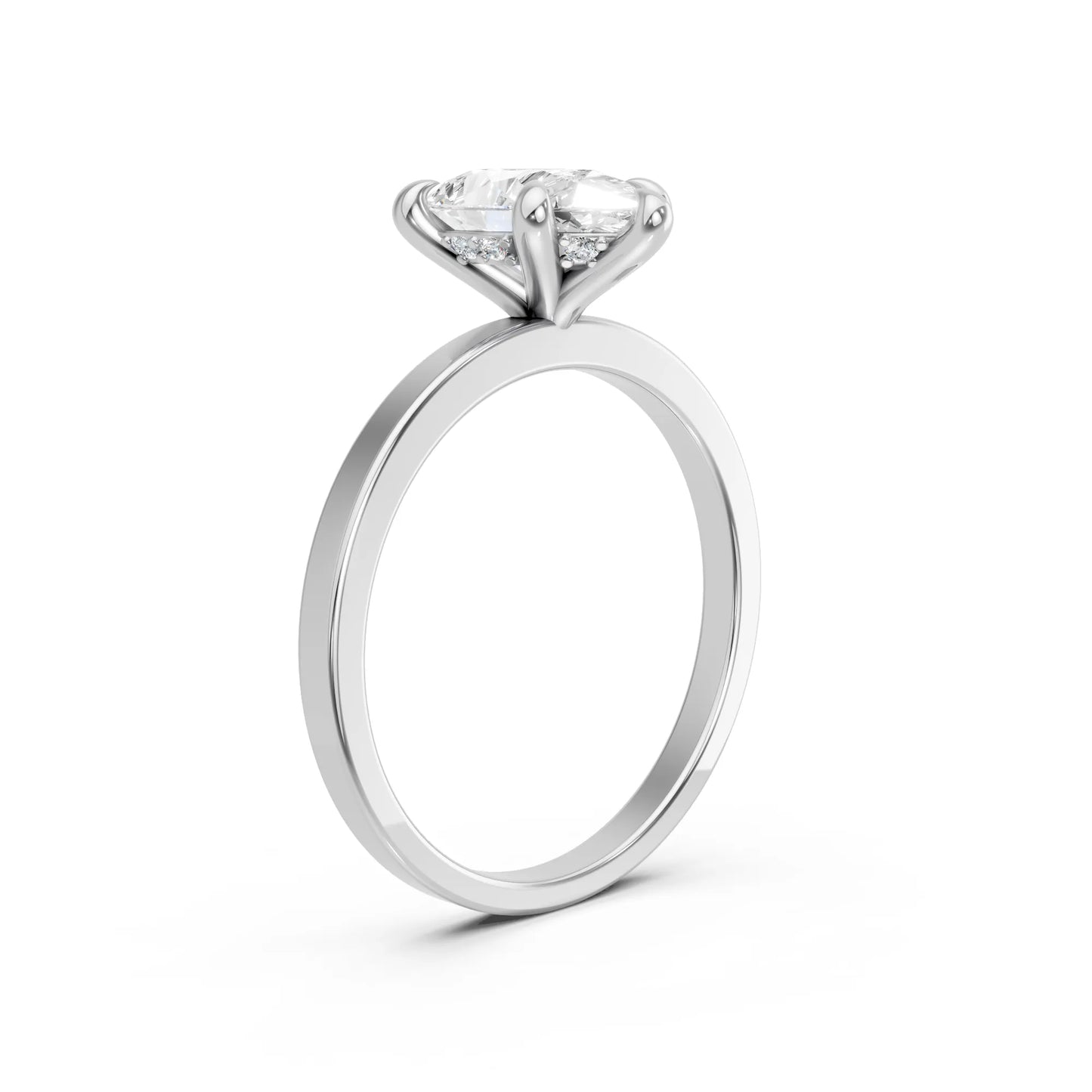 14K Gold Pear Cut Diamond Hidden Halo Engagement Ring