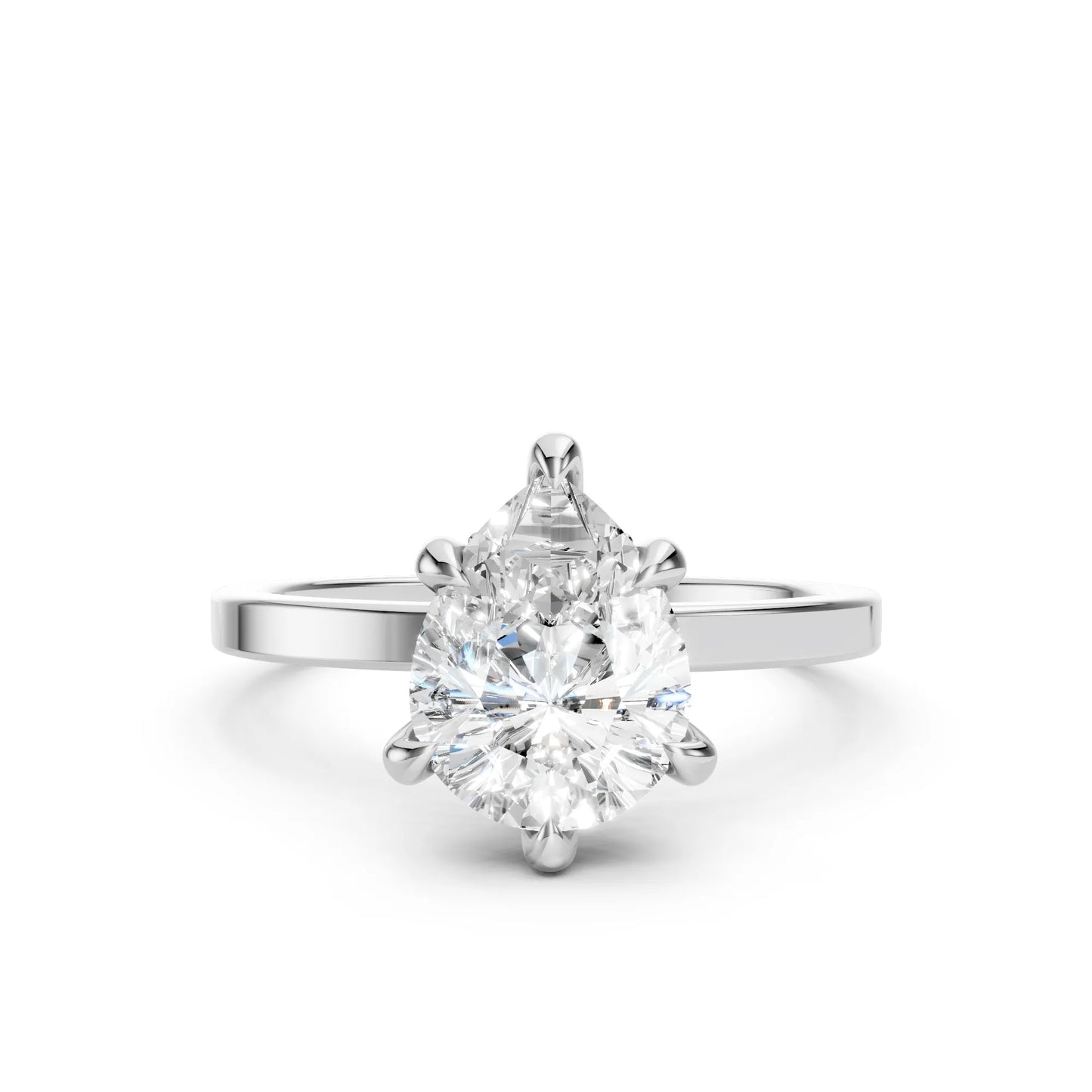 14K Gold Pear Cut Diamond Hidden Halo Engagement Ring