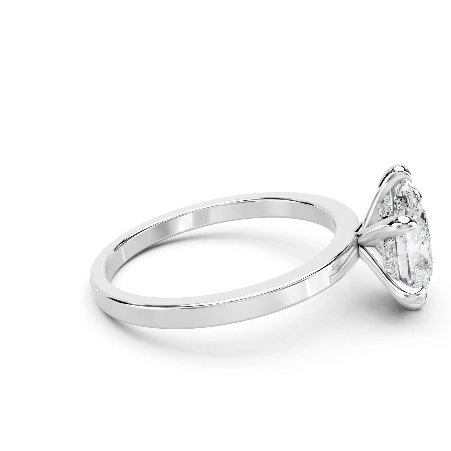 14K Gold Pear Cut Diamond Hidden Halo Engagement Ring