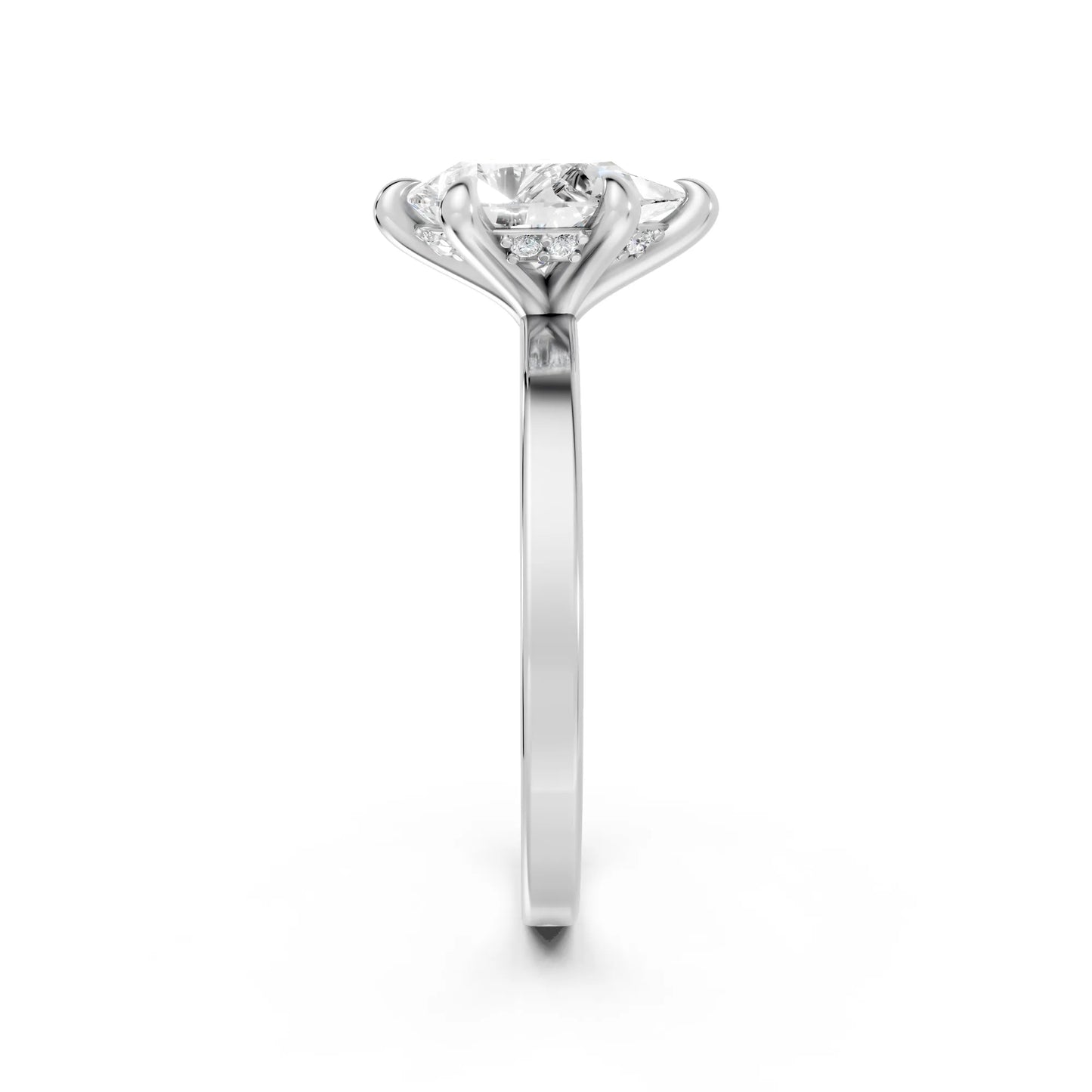 14K Gold Pear Cut Diamond Hidden Halo Engagement Ring