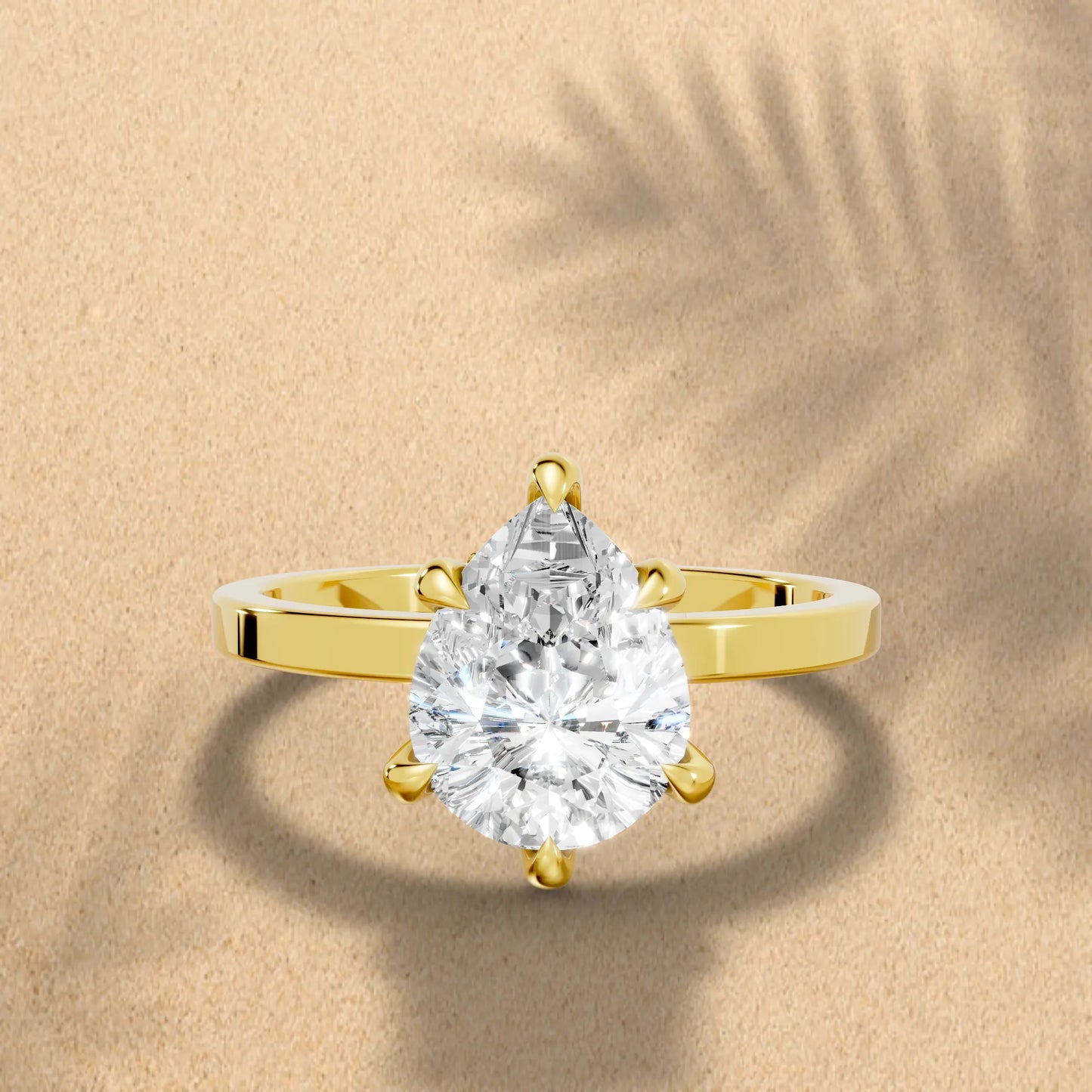 14K Gold Pear Cut Diamond Hidden Halo Engagement Ring