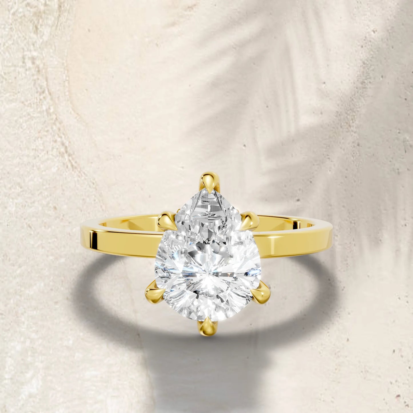 14K Gold Pear Cut Diamond Hidden Halo Engagement Ring