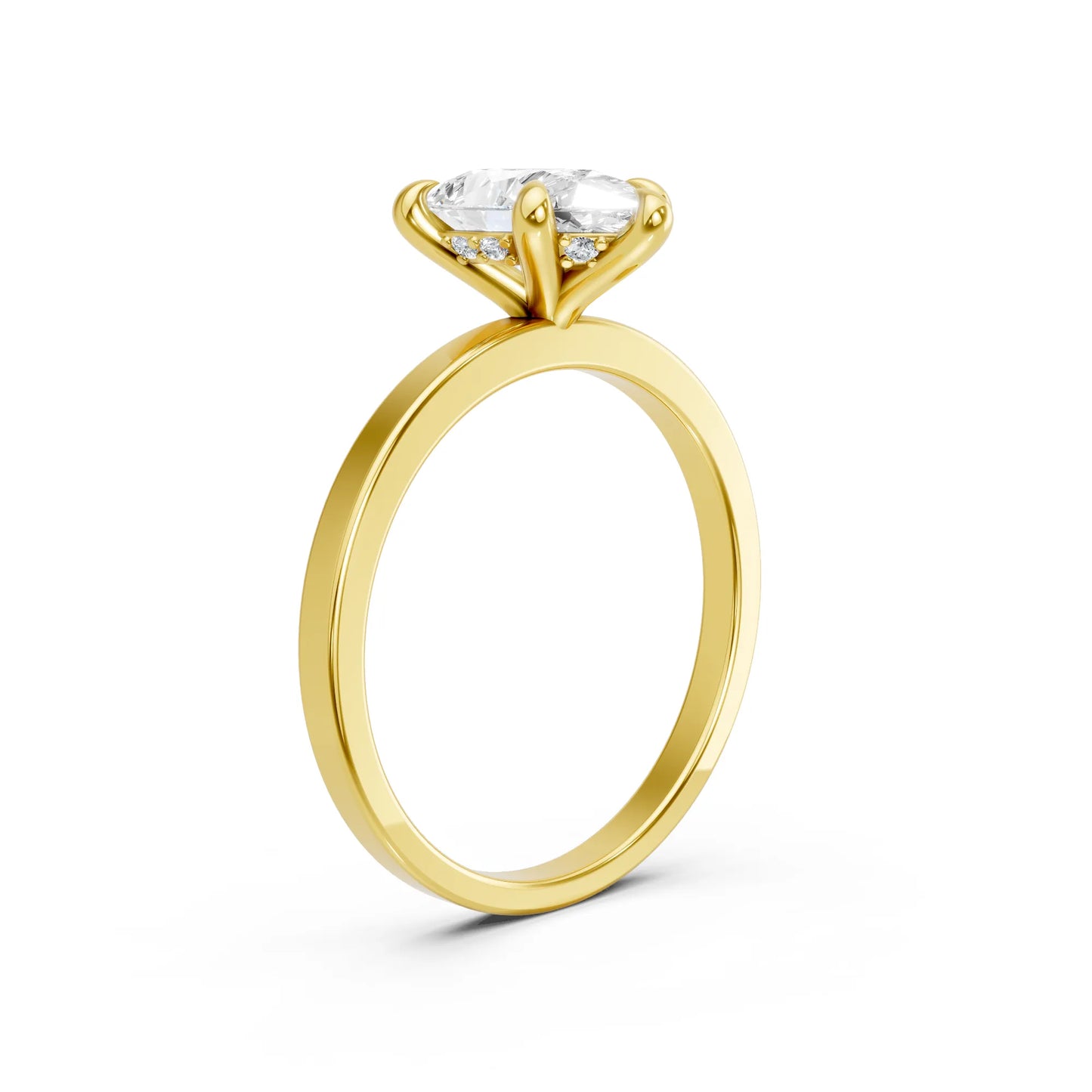 14K Gold Pear Cut Diamond Hidden Halo Engagement Ring