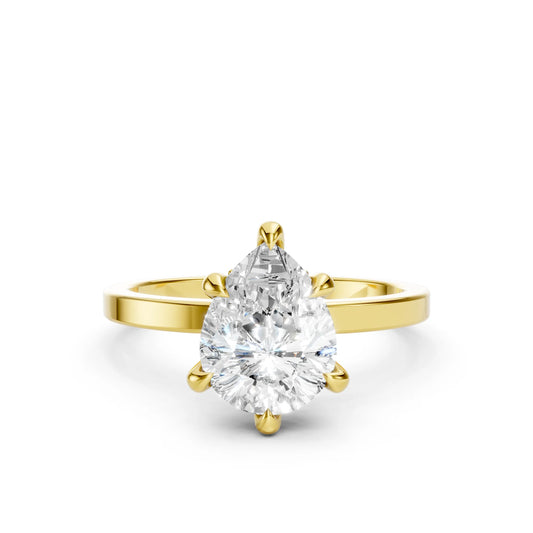 14K Gold Pear Cut Diamond Hidden Halo Engagement Ring