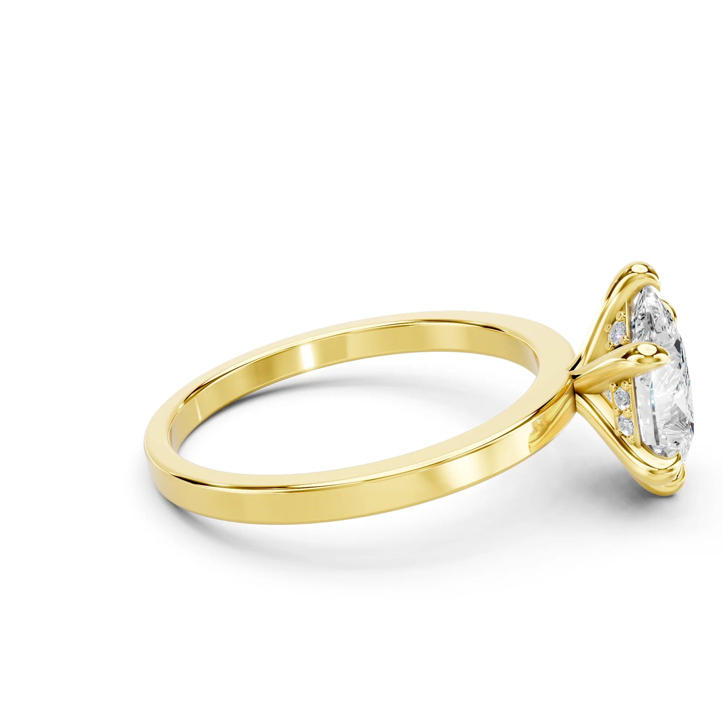 14K Gold Pear Cut Diamond Hidden Halo Engagement Ring