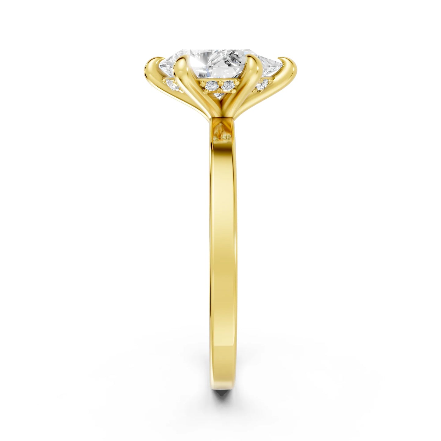 14K Gold Pear Cut Diamond Hidden Halo Engagement Ring