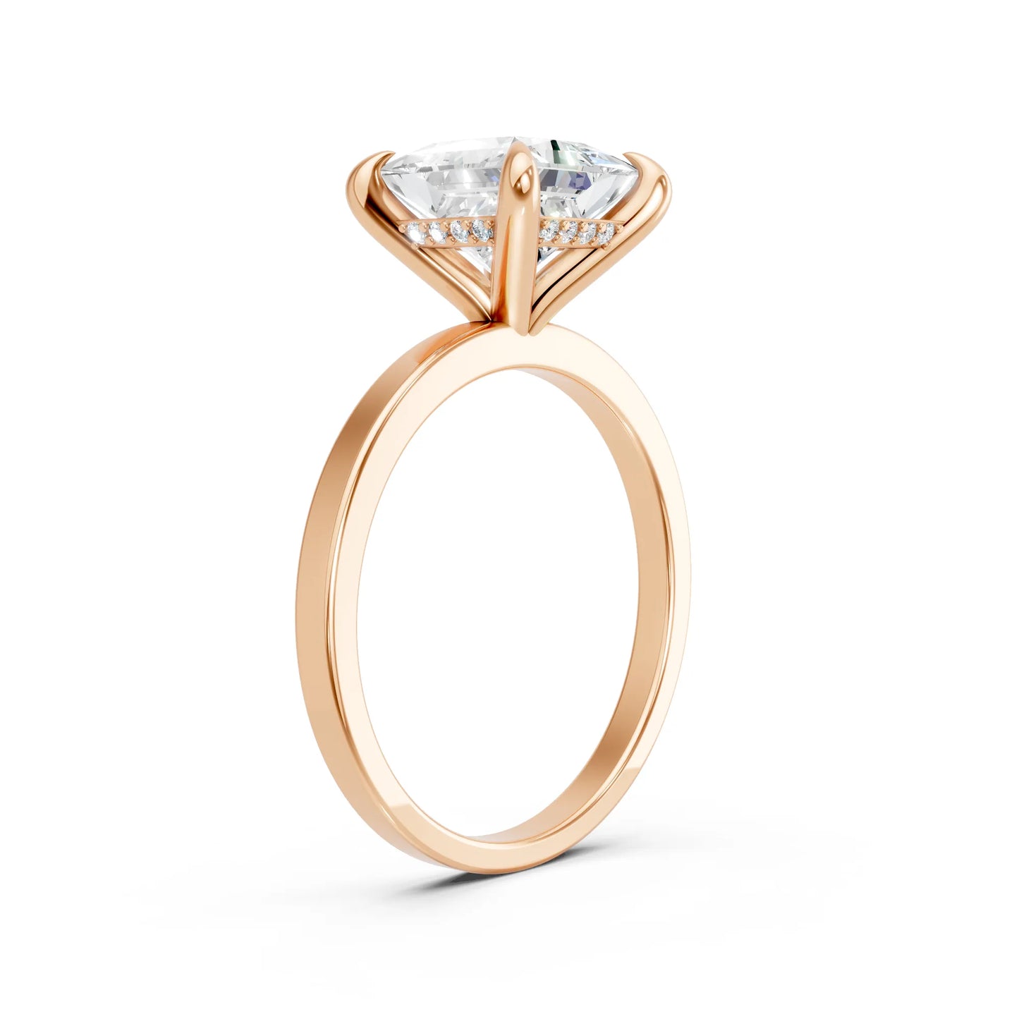 14K Gold Princess Cut Diamond Hidden Halo Engagement Ring