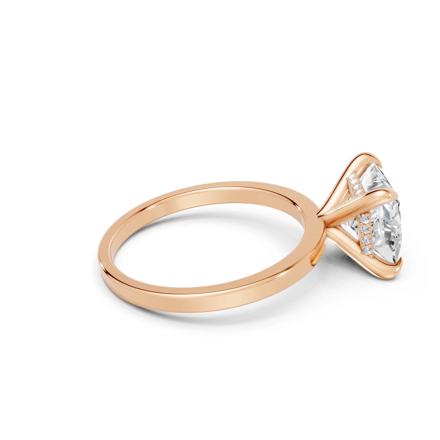 14K Gold Princess Cut Diamond Hidden Halo Engagement Ring