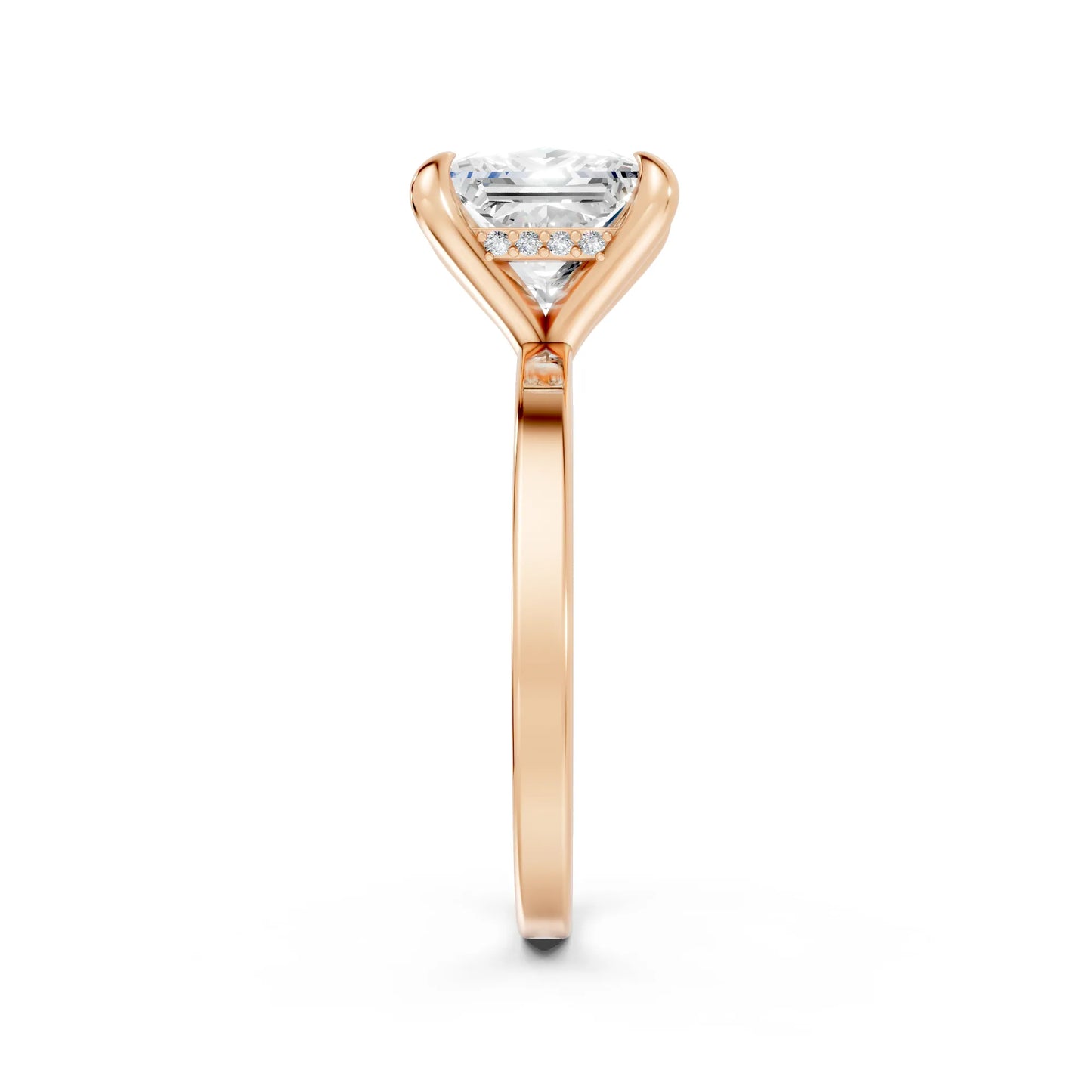 14K Gold Princess Cut Diamond Hidden Halo Engagement Ring