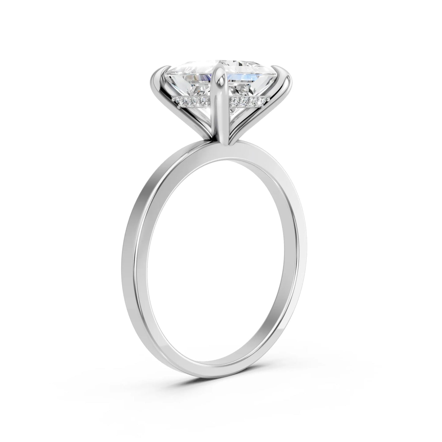 14K Gold Princess Cut Diamond Hidden Halo Engagement Ring