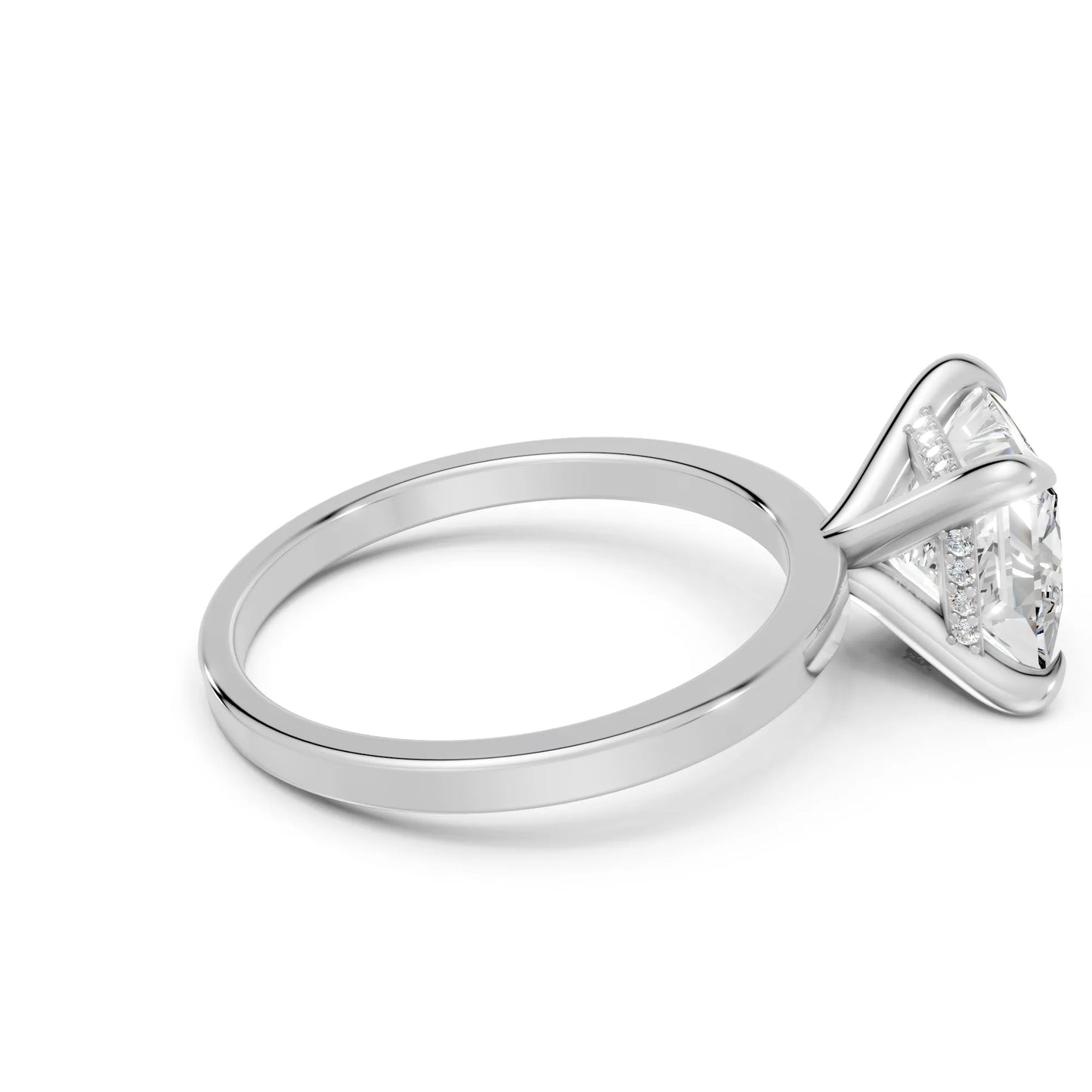 14K Gold Princess Cut Diamond Hidden Halo Engagement Ring