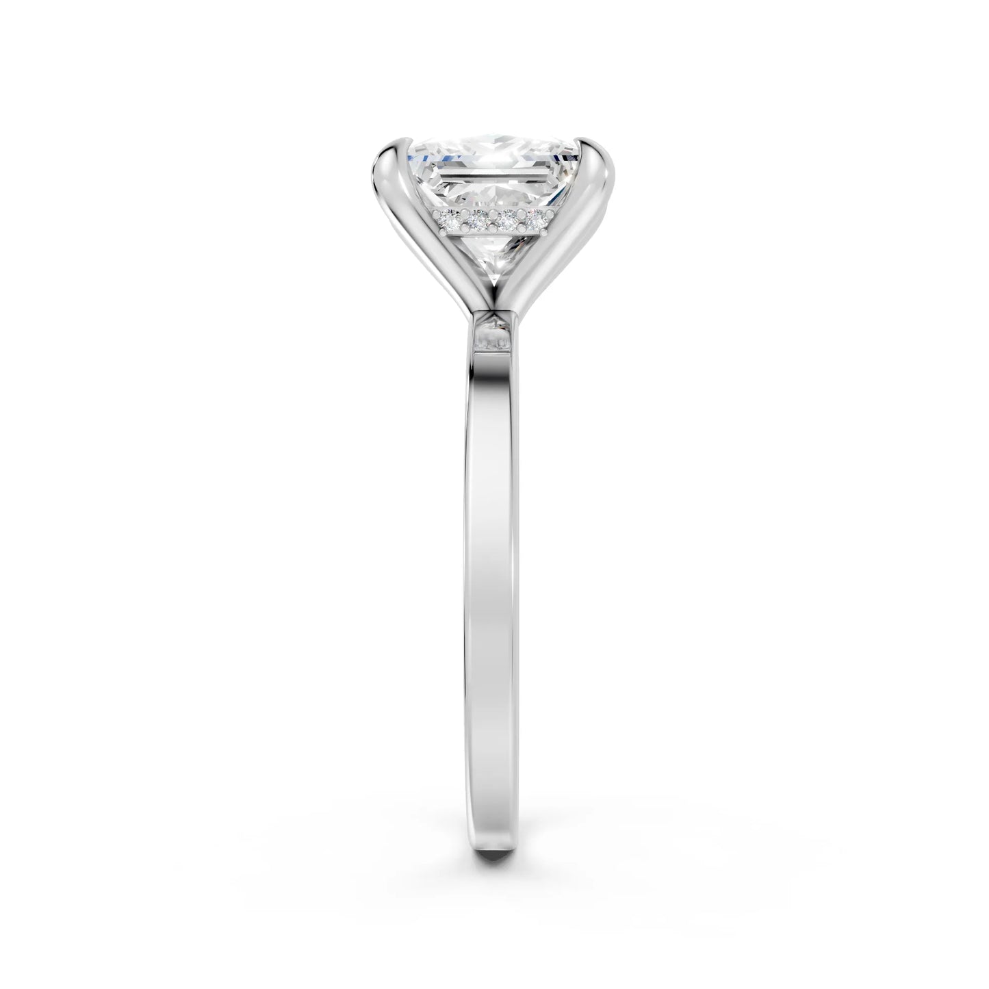 14K Gold Princess Cut Diamond Hidden Halo Engagement Ring