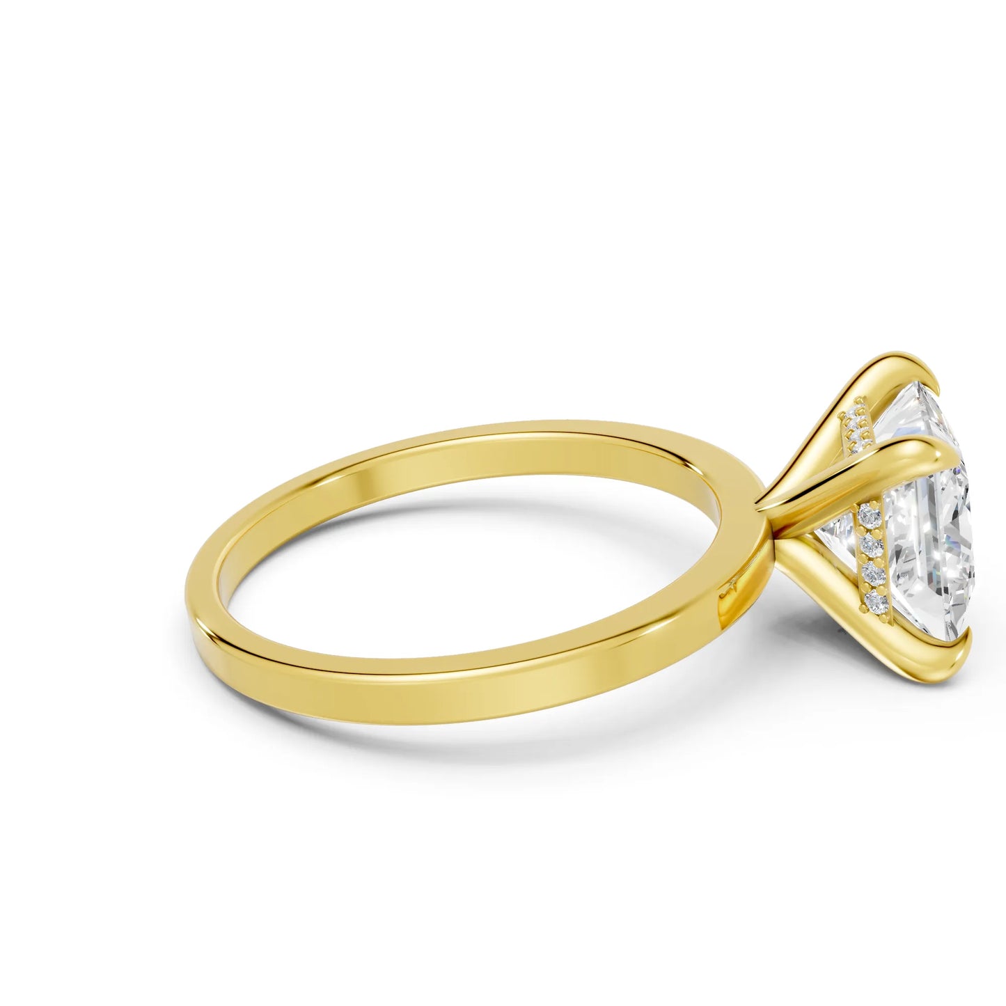 14K Gold Princess Cut Diamond Hidden Halo Engagement Ring