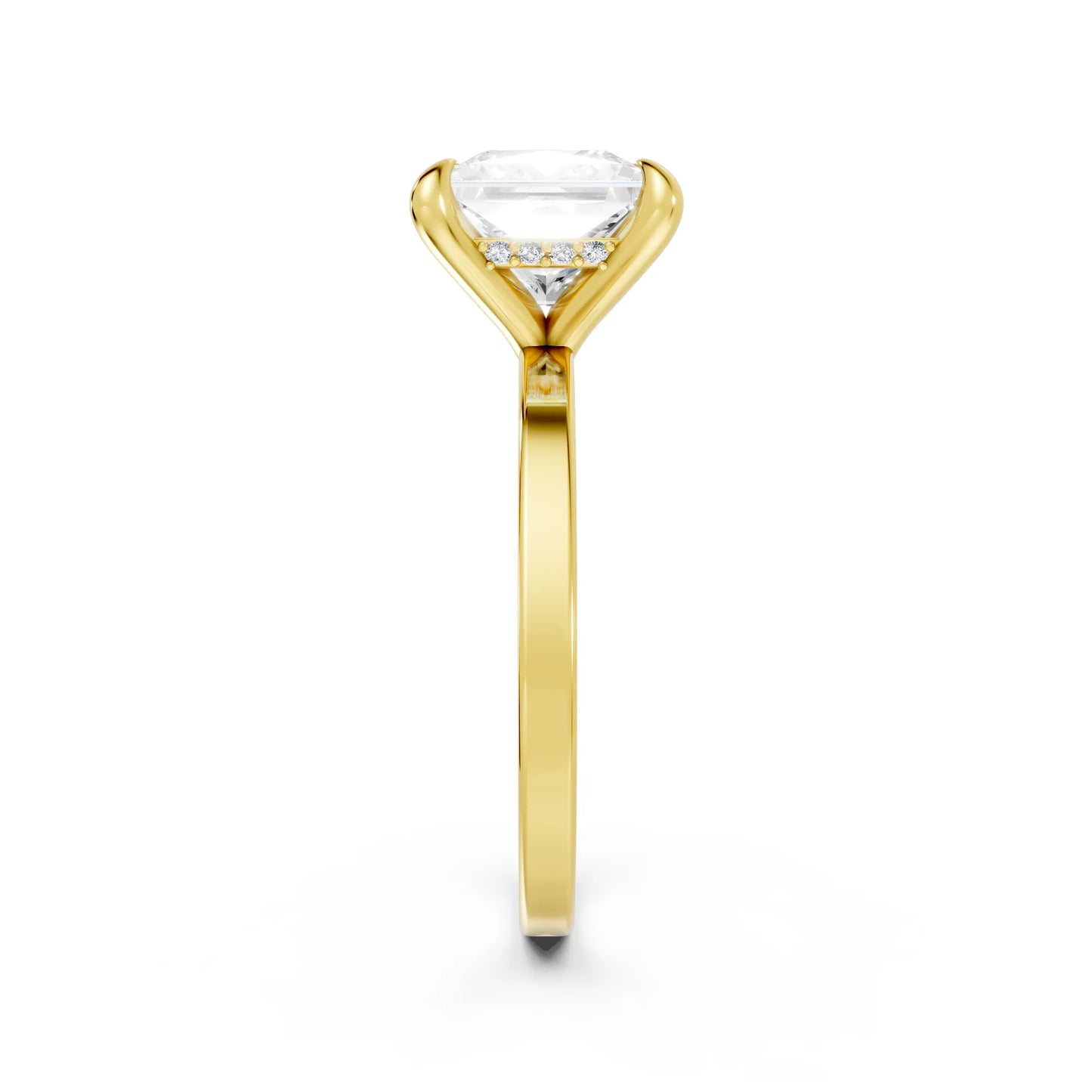 14K Gold Princess Cut Diamond Hidden Halo Engagement Ring