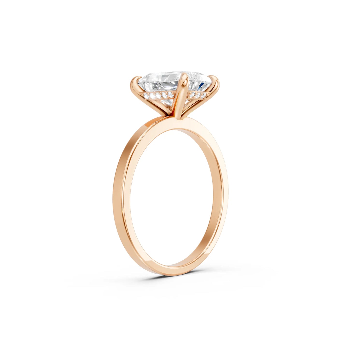 14K Gold Radiant Cut Diamond Hidden Halo Engagement Ring