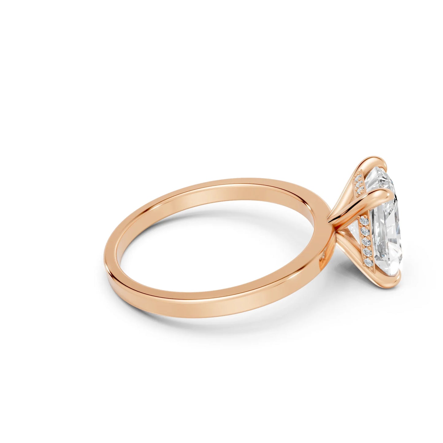 14K Gold Radiant Cut Diamond Hidden Halo Engagement Ring