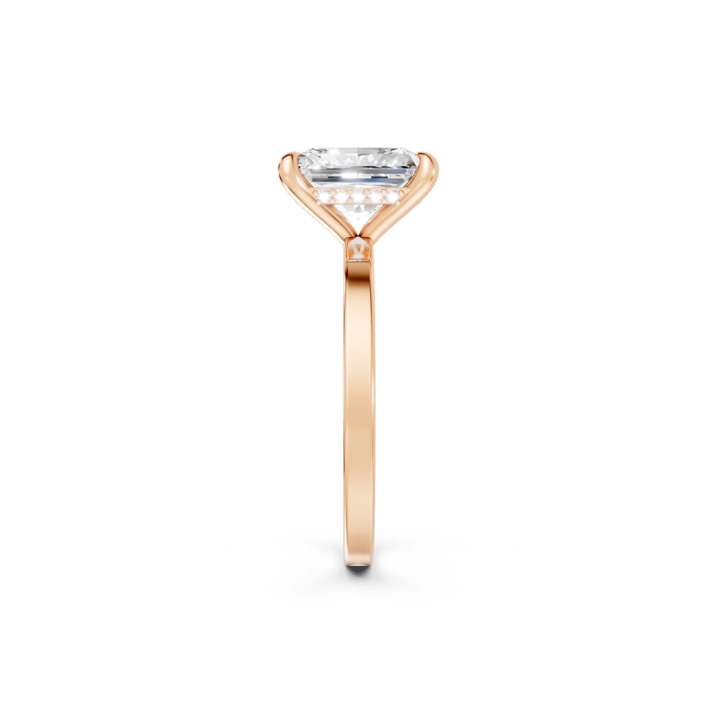 14K Gold Radiant Cut Diamond Hidden Halo Engagement Ring