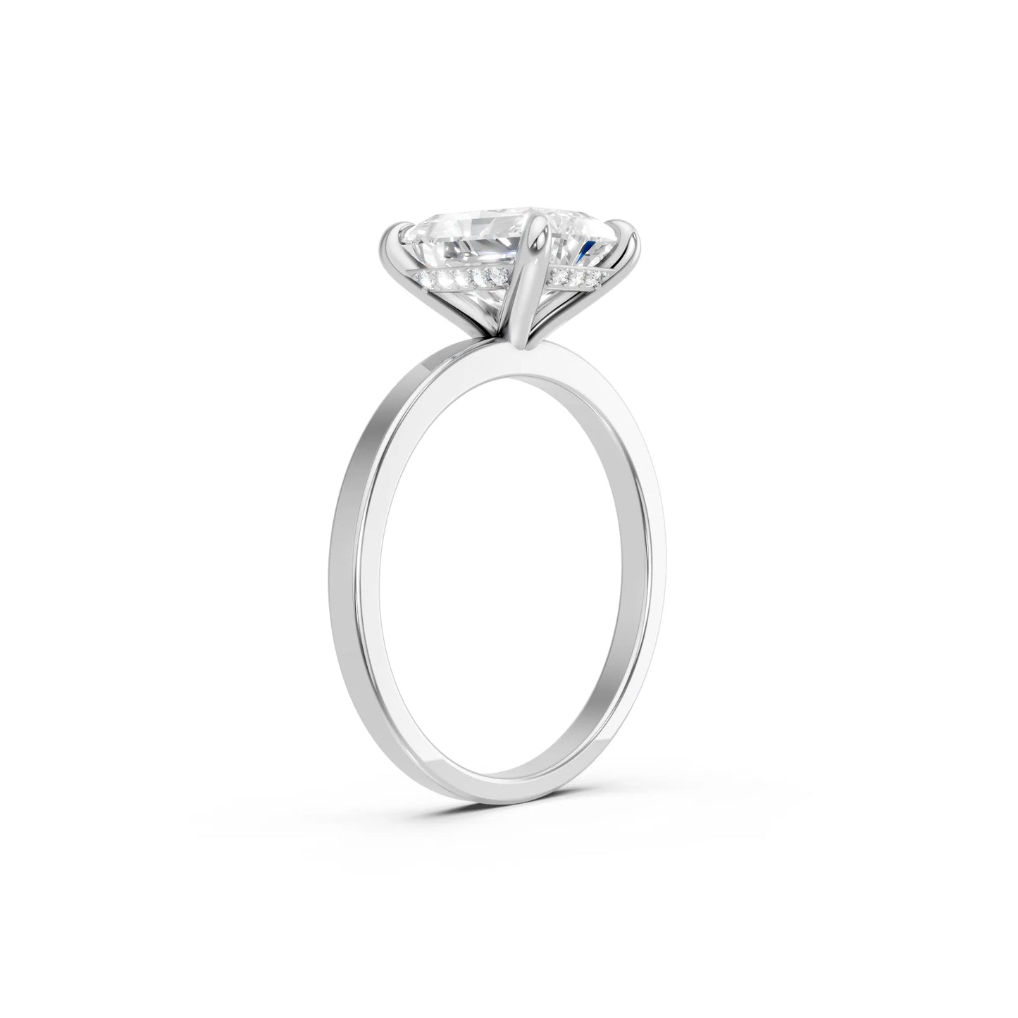 14K Gold Radiant Cut Diamond Hidden Halo Engagement Ring
