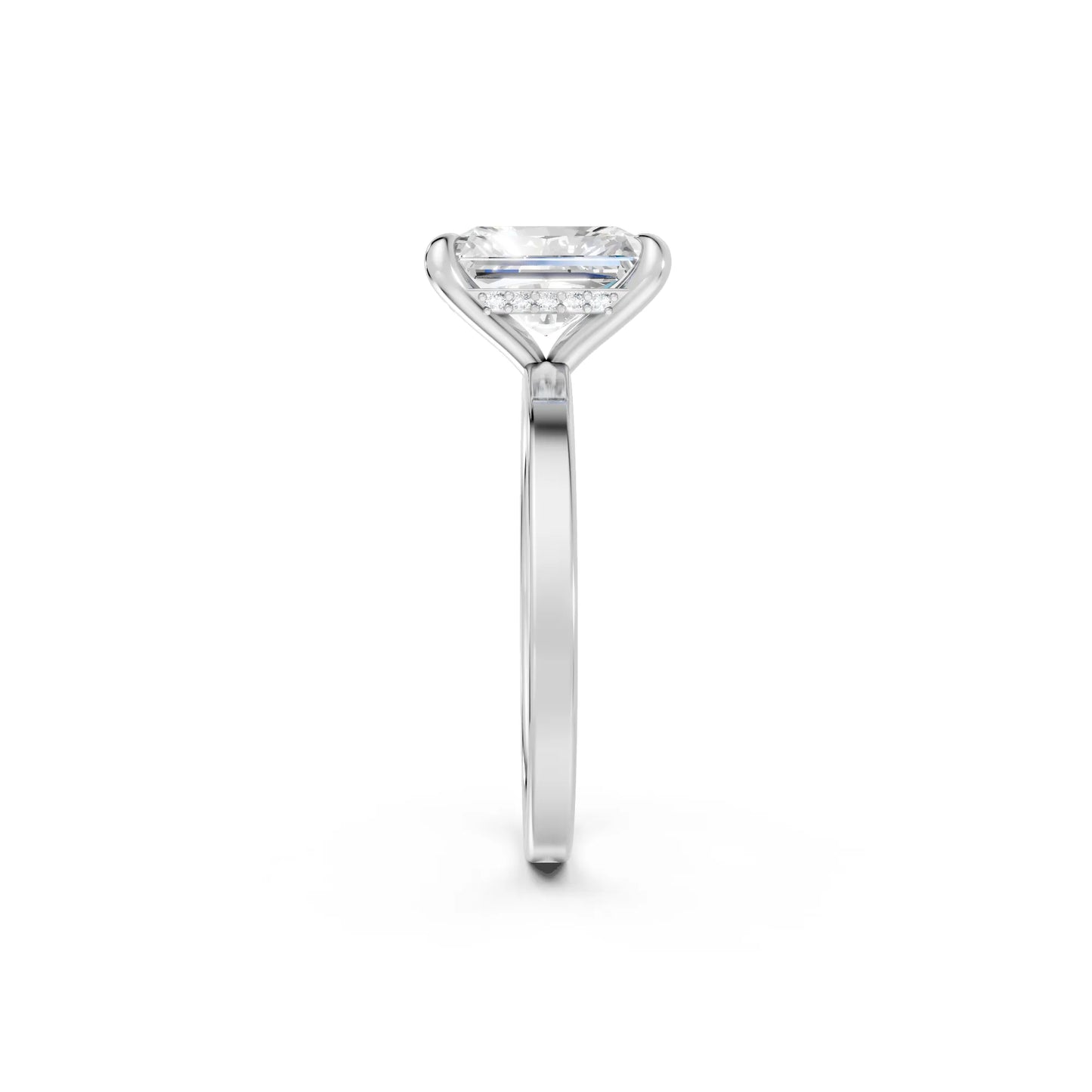 14K Gold Radiant Cut Diamond Hidden Halo Engagement Ring