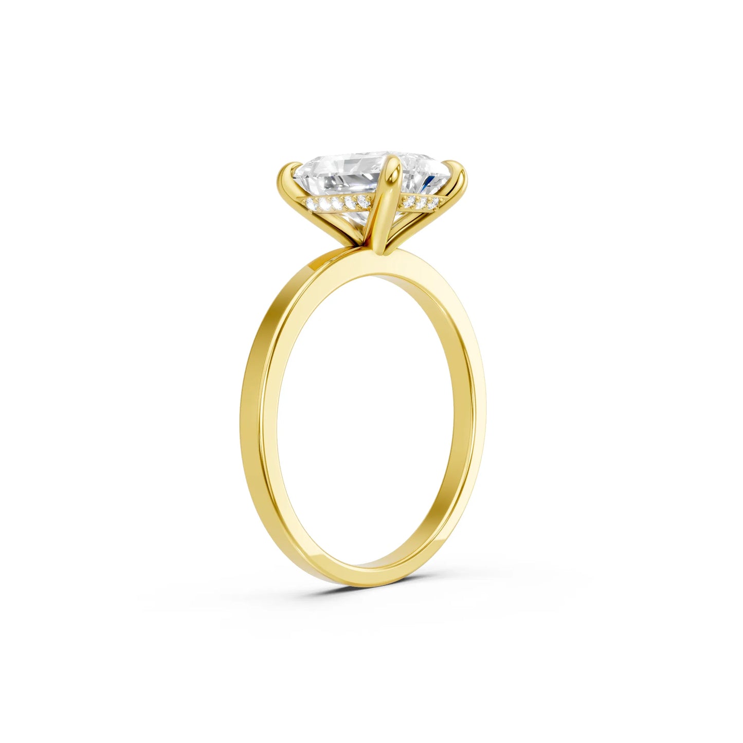 14K Gold Radiant Cut Diamond Hidden Halo Engagement Ring