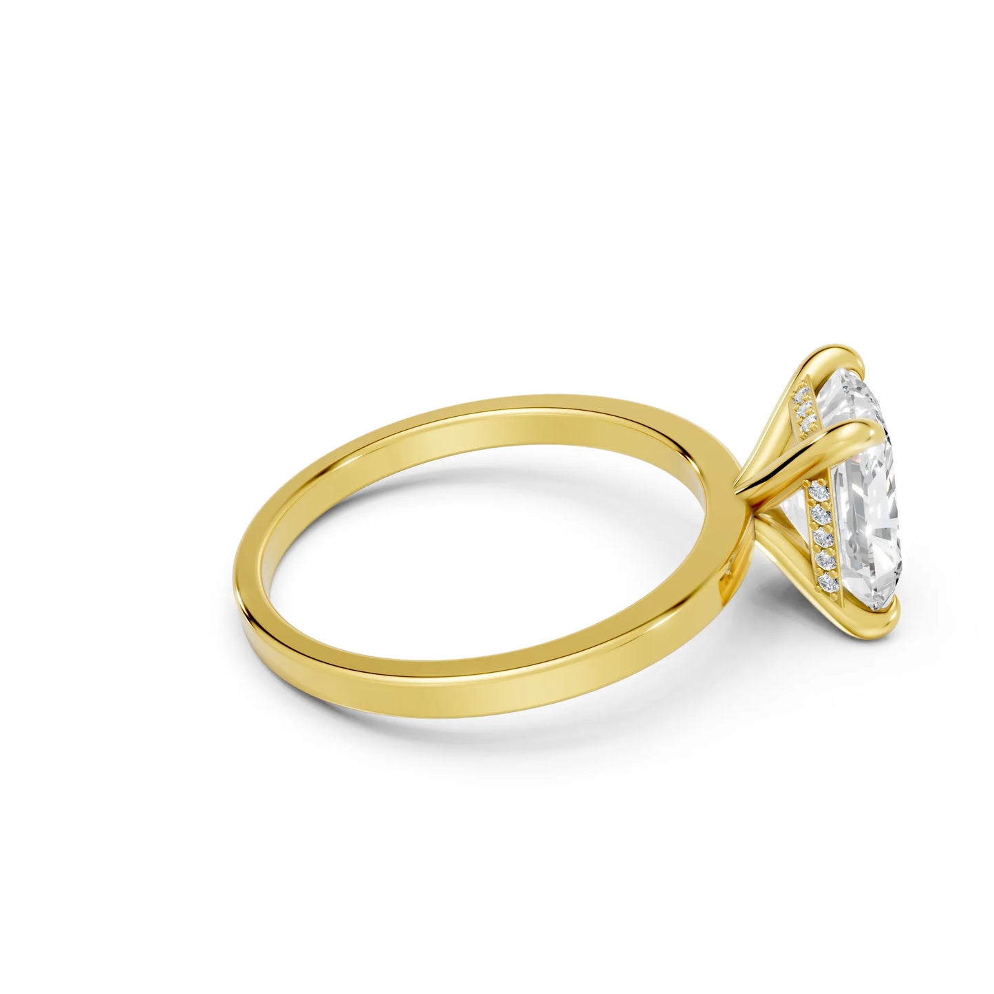 14K Gold Radiant Cut Diamond Hidden Halo Engagement Ring