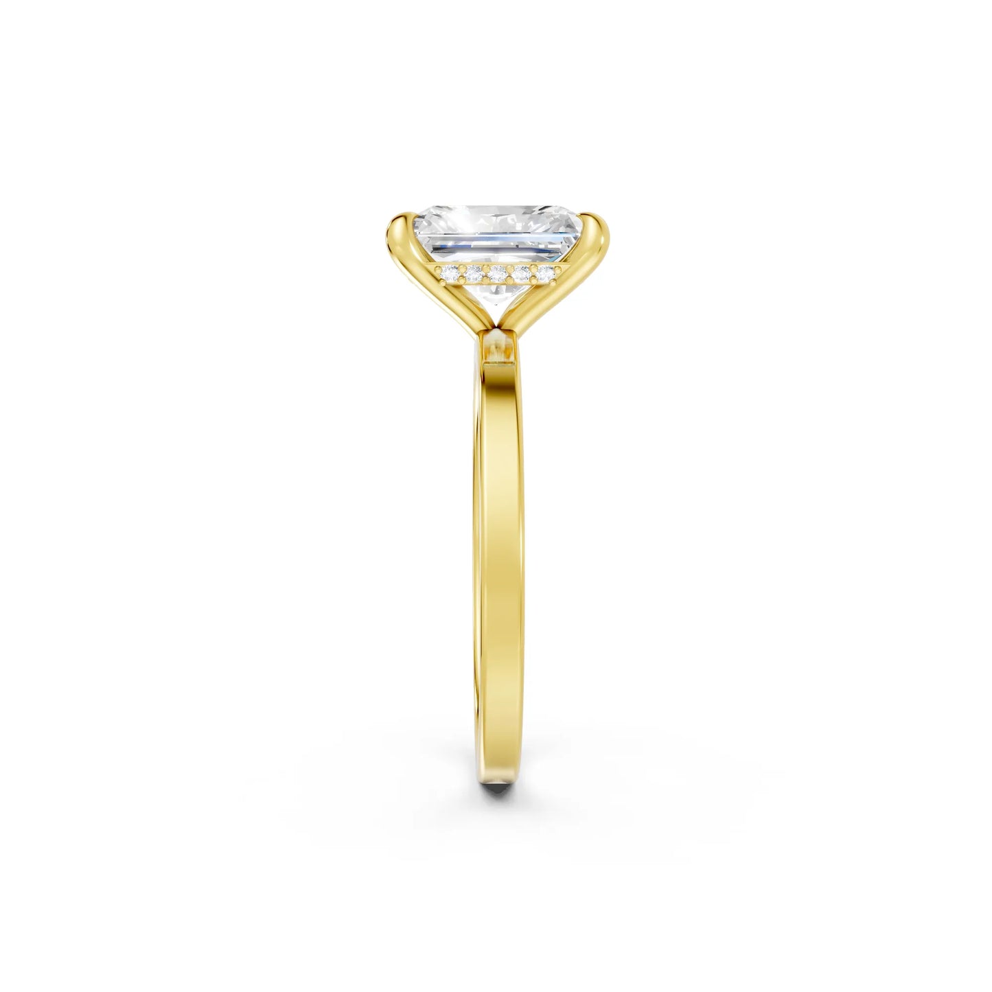 14K Gold Radiant Cut Diamond Hidden Halo Engagement Ring