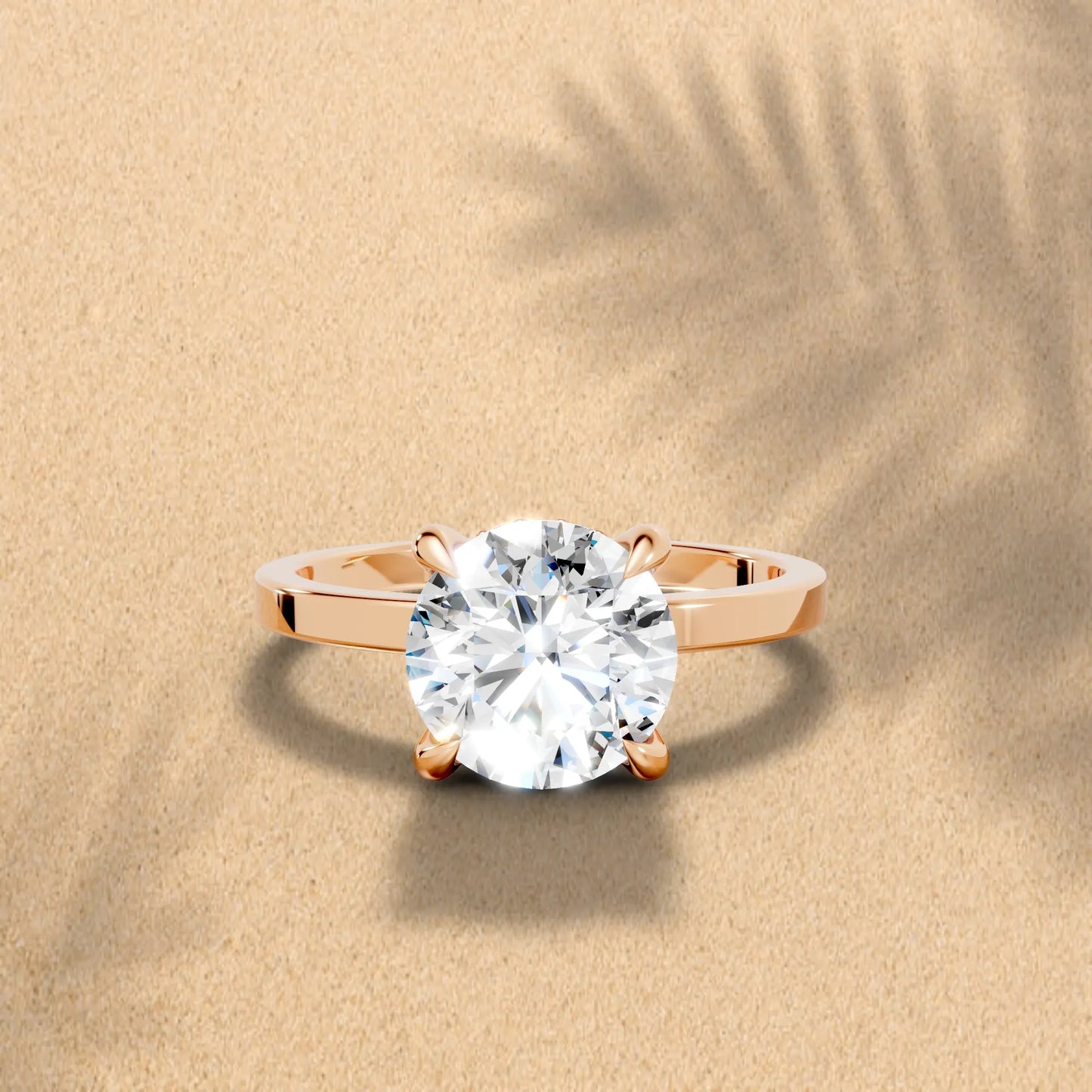 14K Gold Round Cut Diamond Hidden Halo Engagement Ring