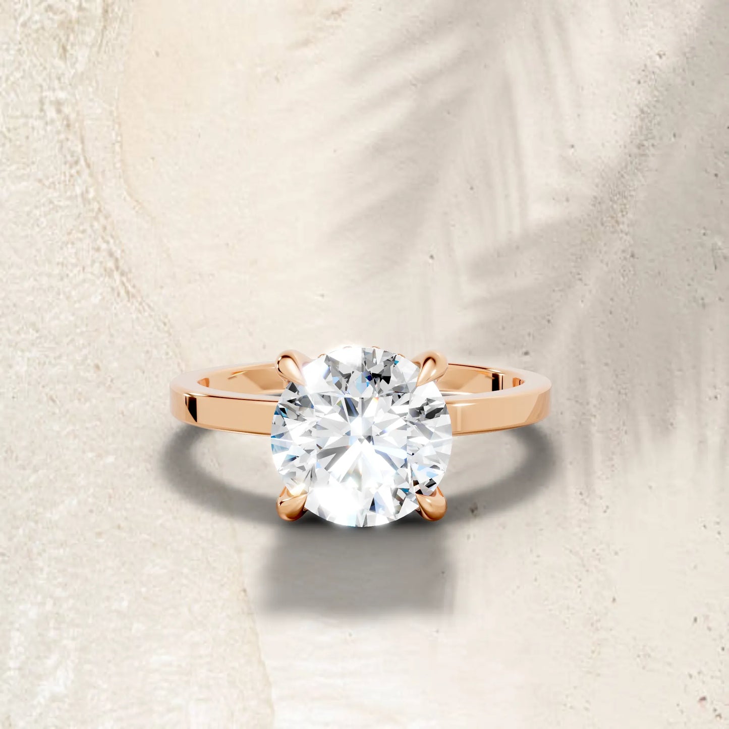 14K Gold Round Cut Diamond Hidden Halo Engagement Ring