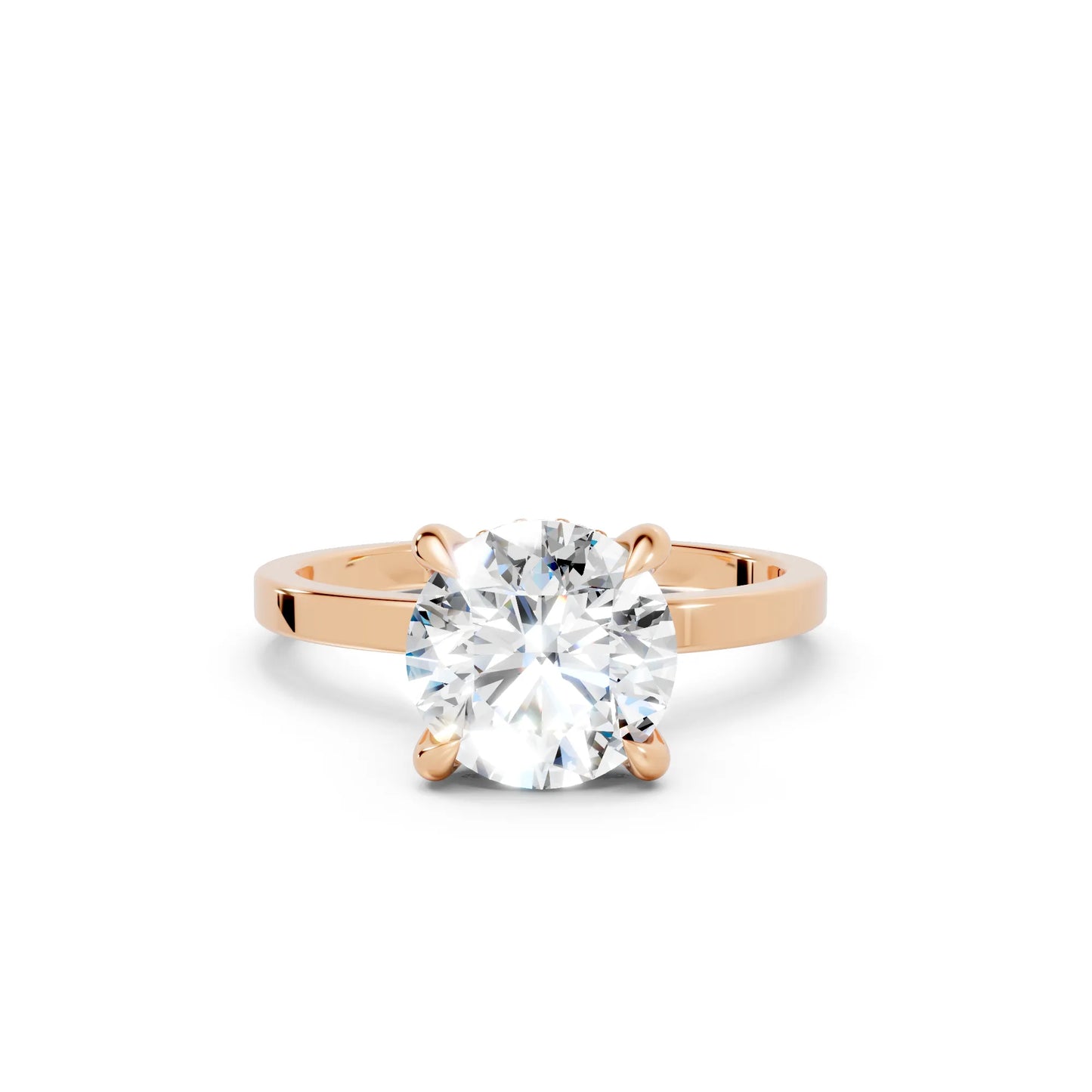 14K Gold Round Cut Diamond Hidden Halo Engagement Ring