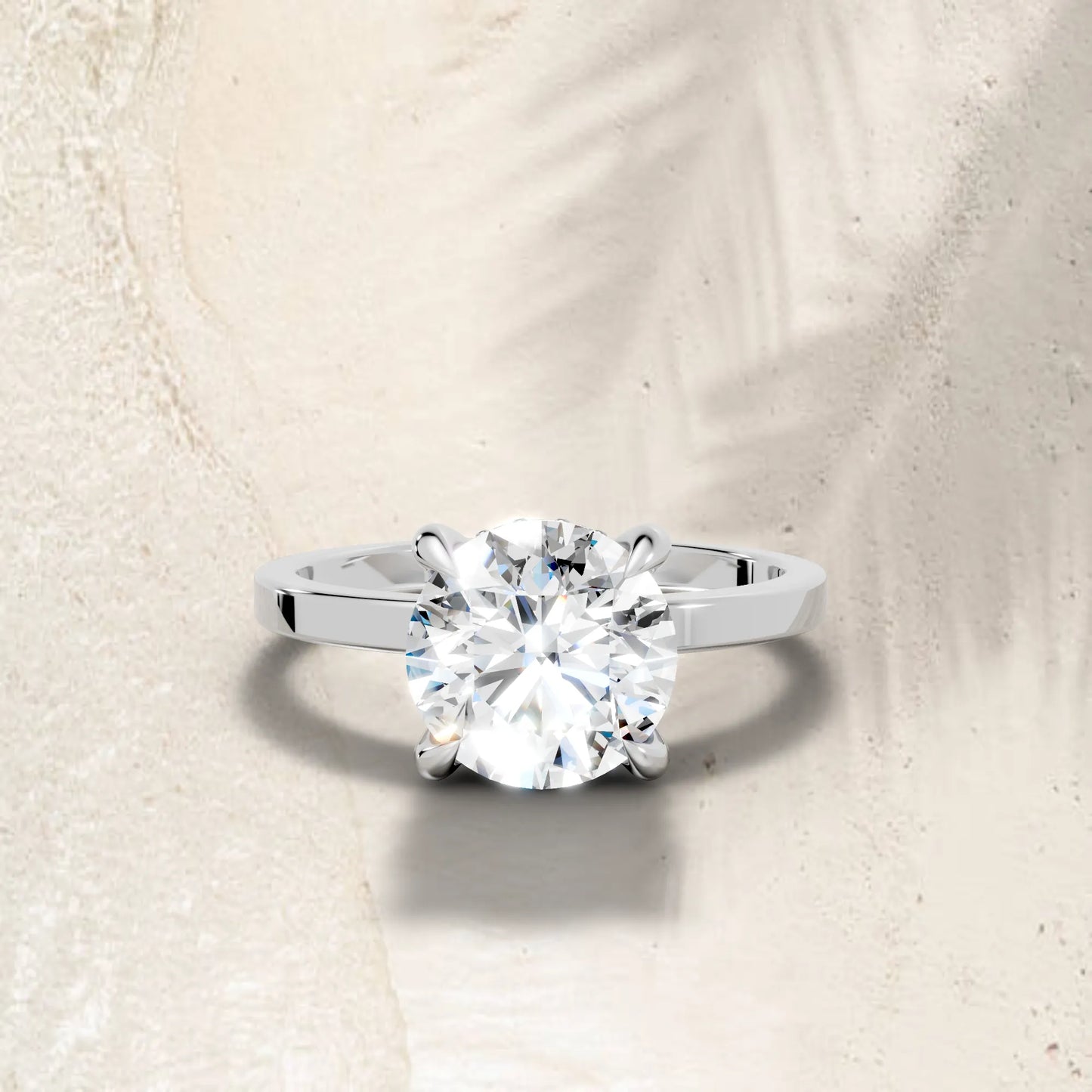 14K Gold Round Cut Diamond Hidden Halo Engagement Ring