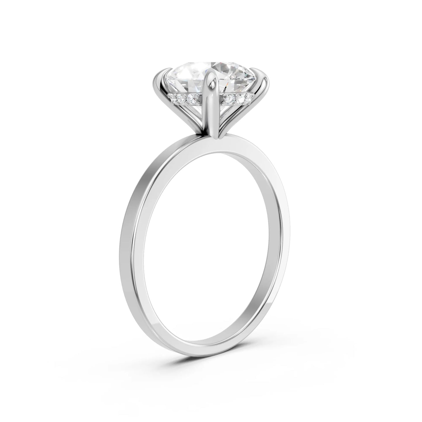 14K Gold Round Cut Diamond Hidden Halo Engagement Ring