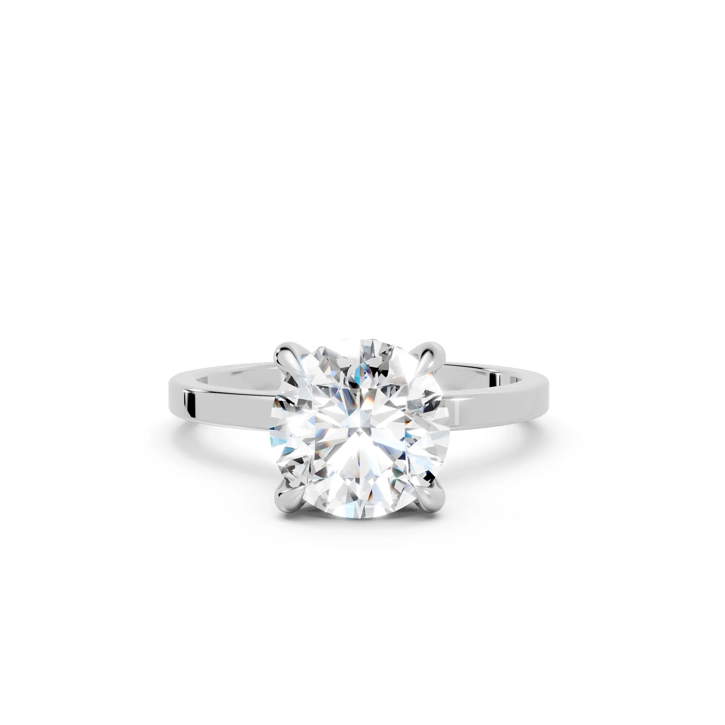 14K Gold Round Cut Diamond Hidden Halo Engagement Ring