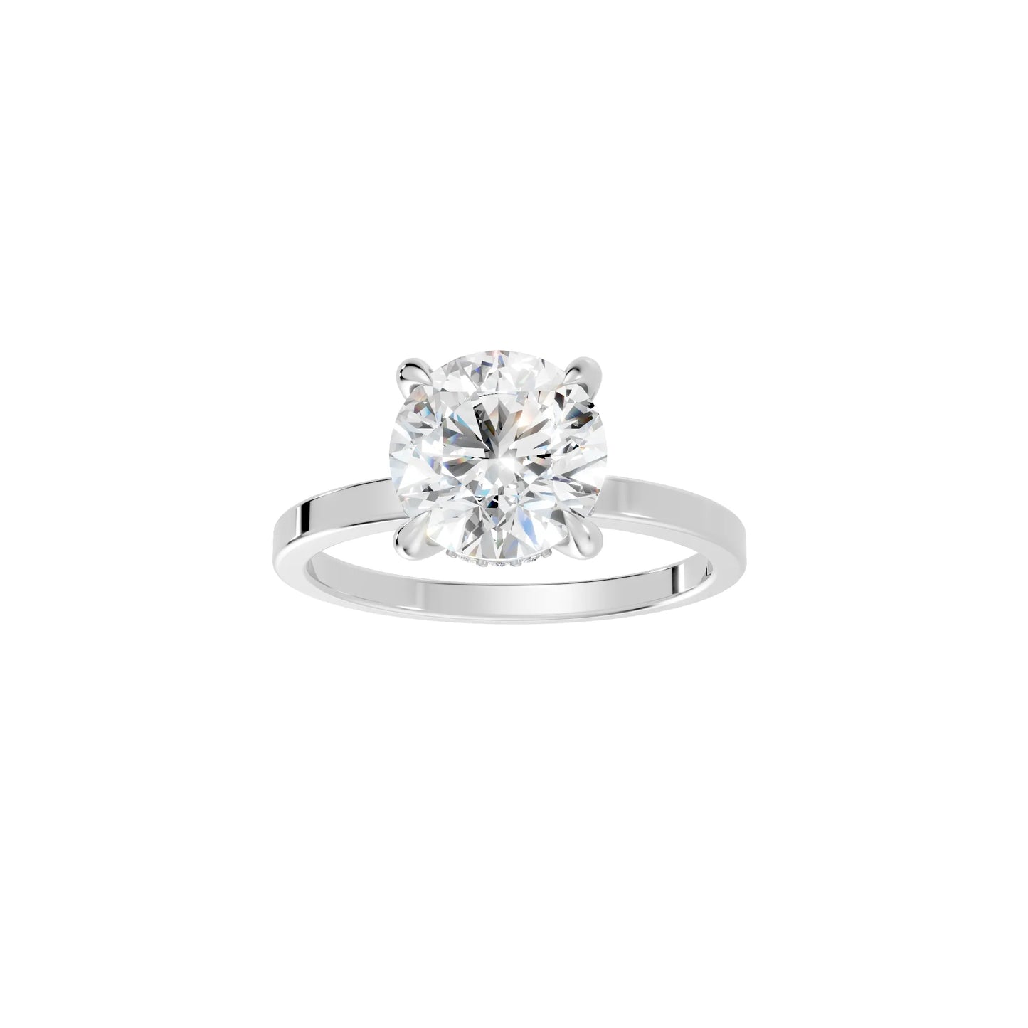 14K Gold Round Cut Diamond Hidden Halo Engagement Ring