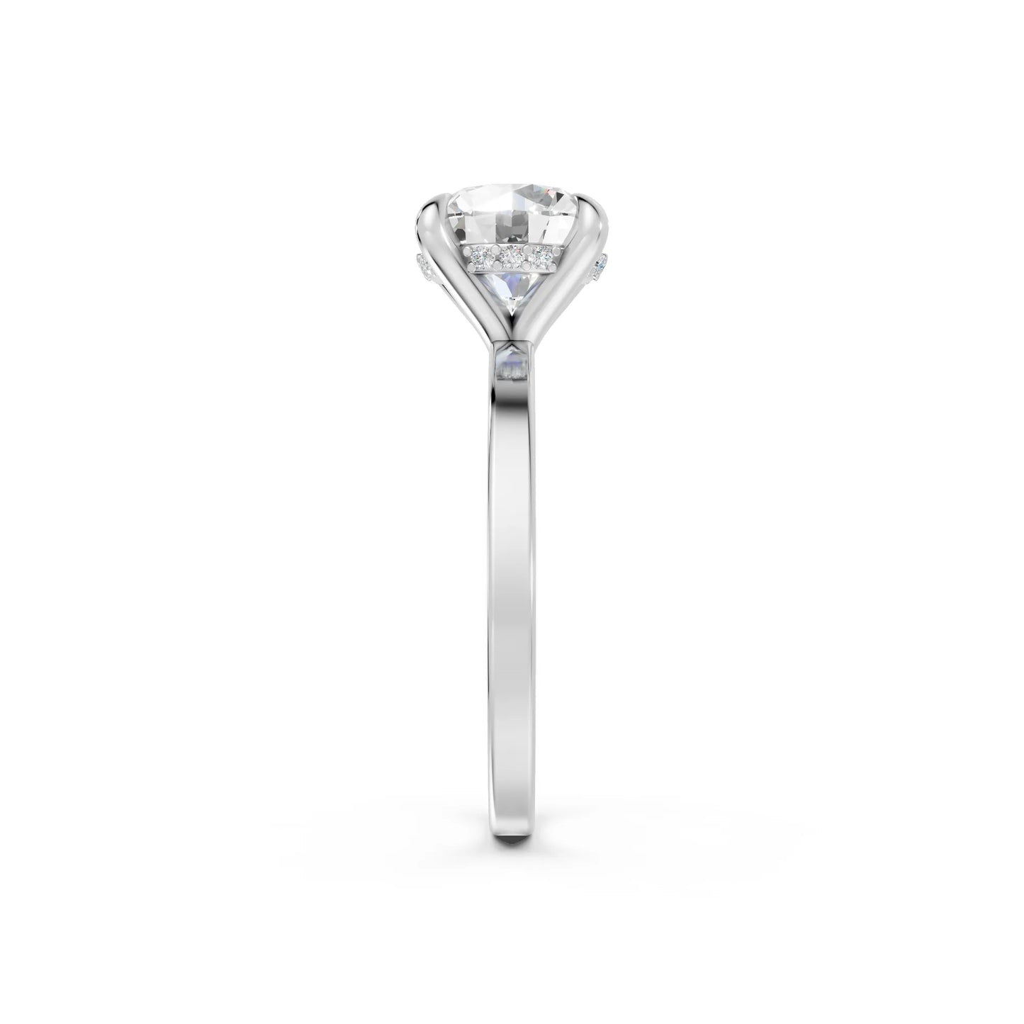 14K Gold Round Cut Diamond Hidden Halo Engagement Ring