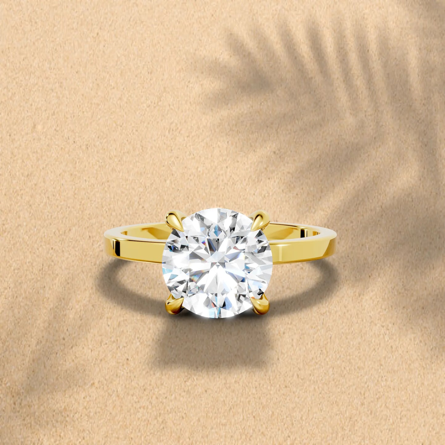 14K Gold Round Cut Diamond Hidden Halo Engagement Ring