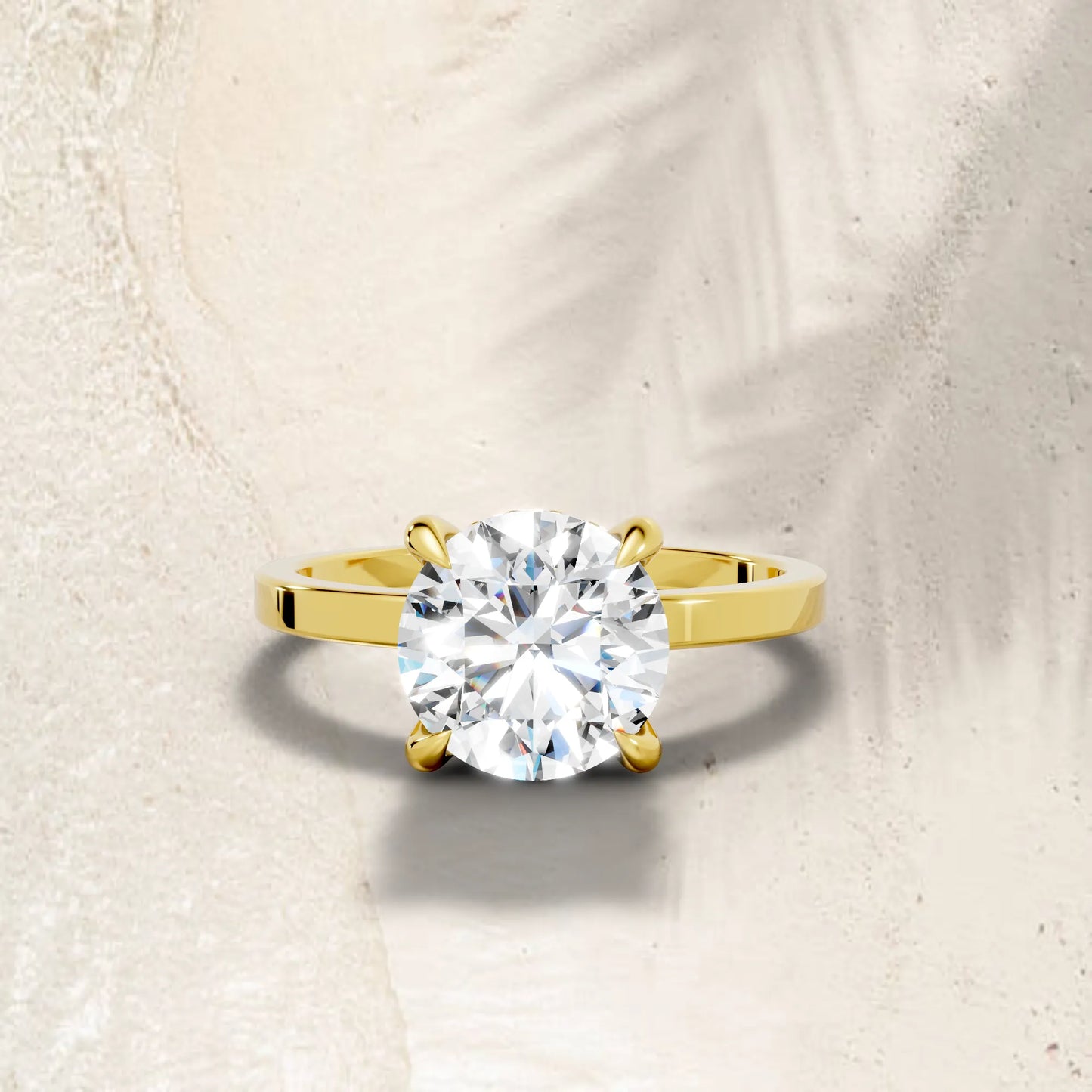14K Gold Round Cut Diamond Hidden Halo Engagement Ring