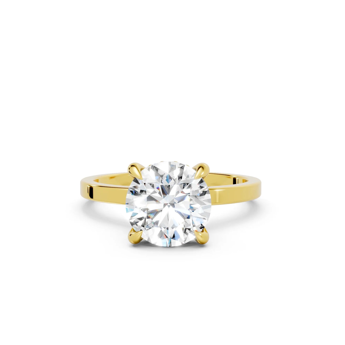 14K Gold Round Cut Diamond Hidden Halo Engagement Ring