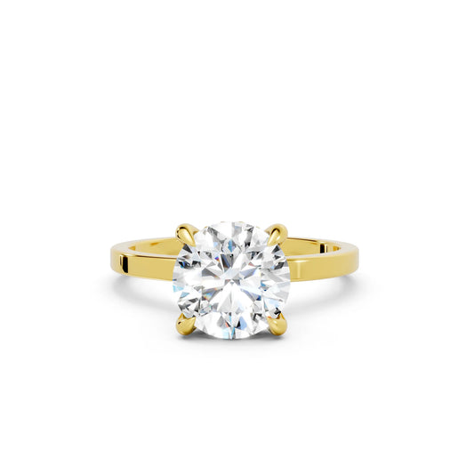 14K Gold Round Cut Diamond Hidden Halo Engagement Ring
