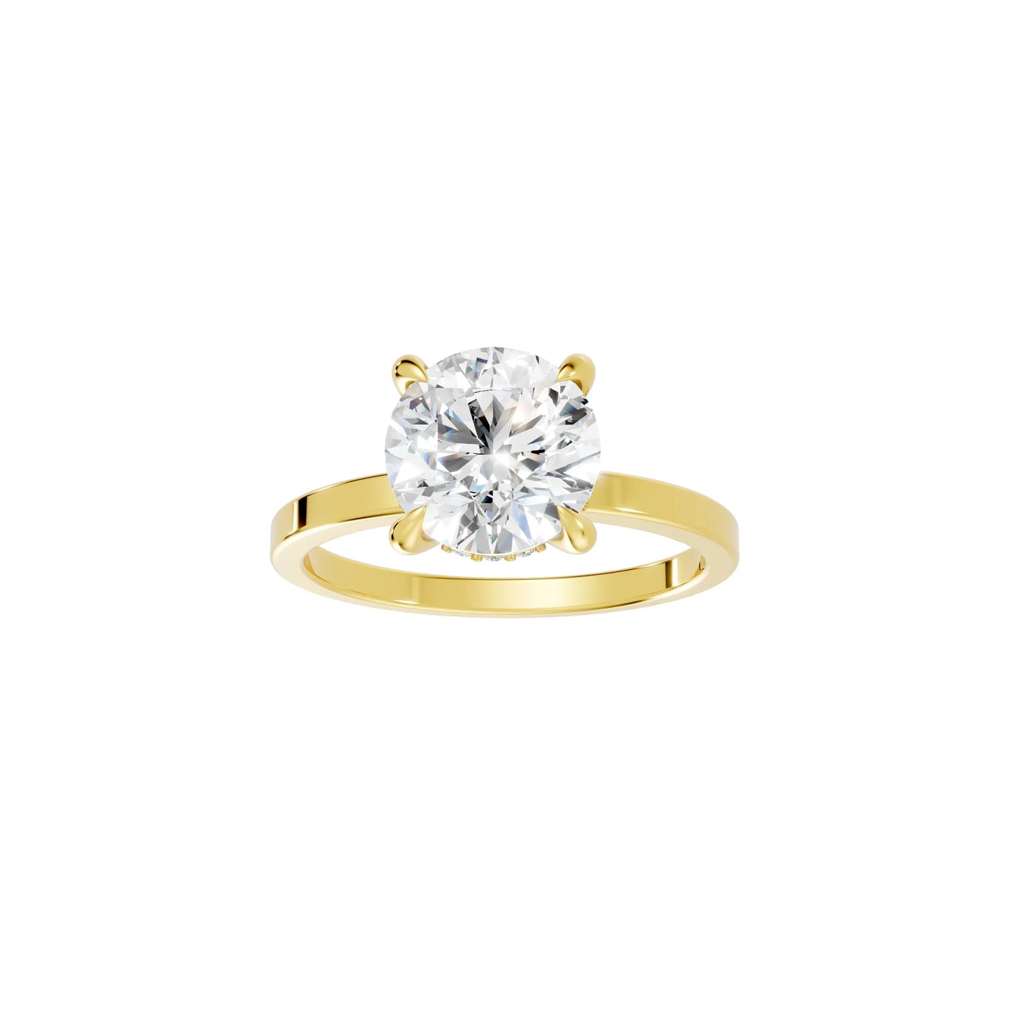14K Gold Round Cut Diamond Hidden Halo Engagement Ring