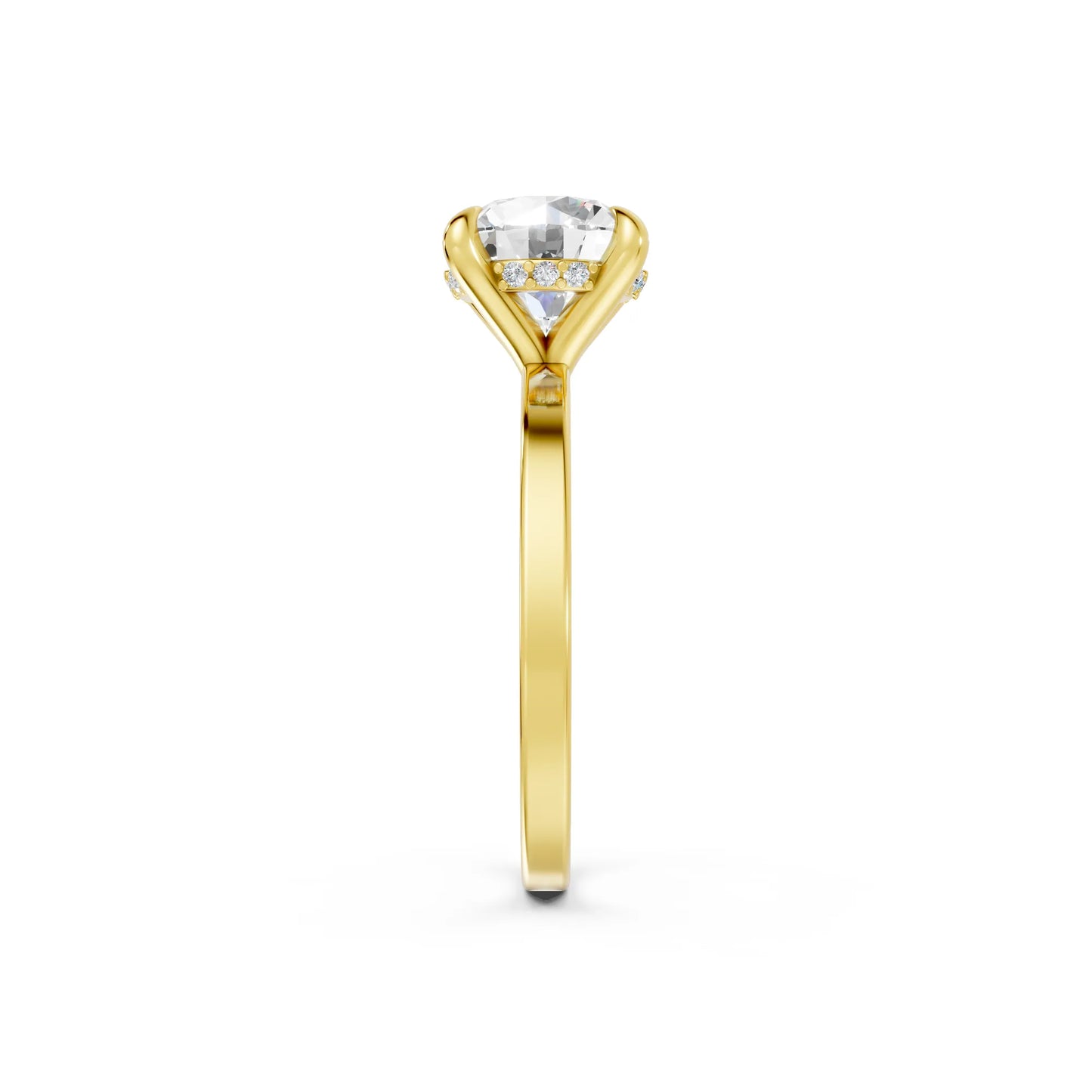 14K Gold Round Cut Diamond Hidden Halo Engagement Ring