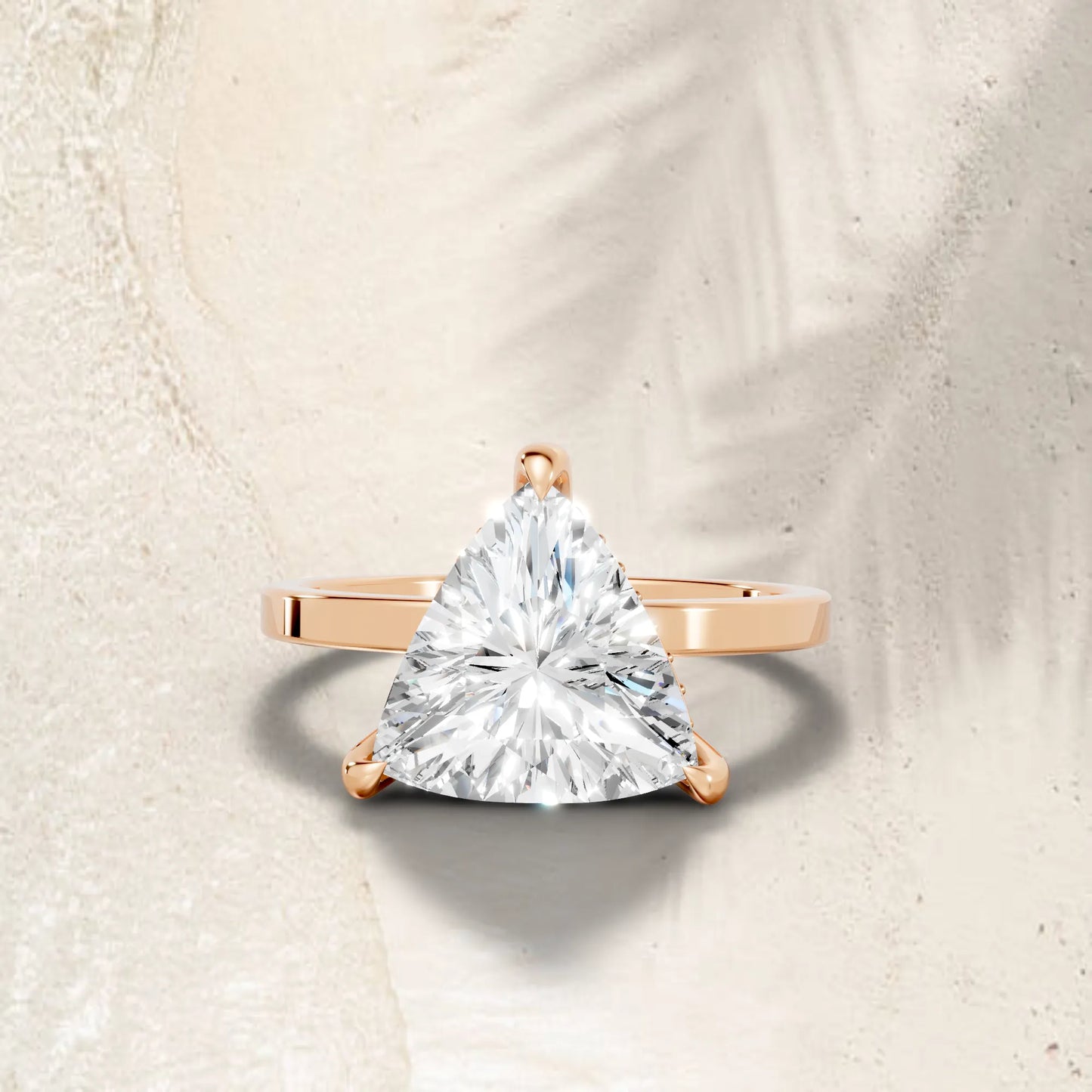 14K Gold Triangle Cut Diamond Hidden Halo Engagement Ring