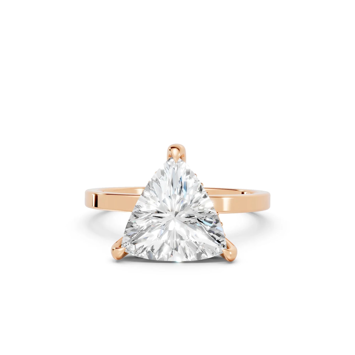 14K Gold Triangle Cut Diamond Hidden Halo Engagement Ring