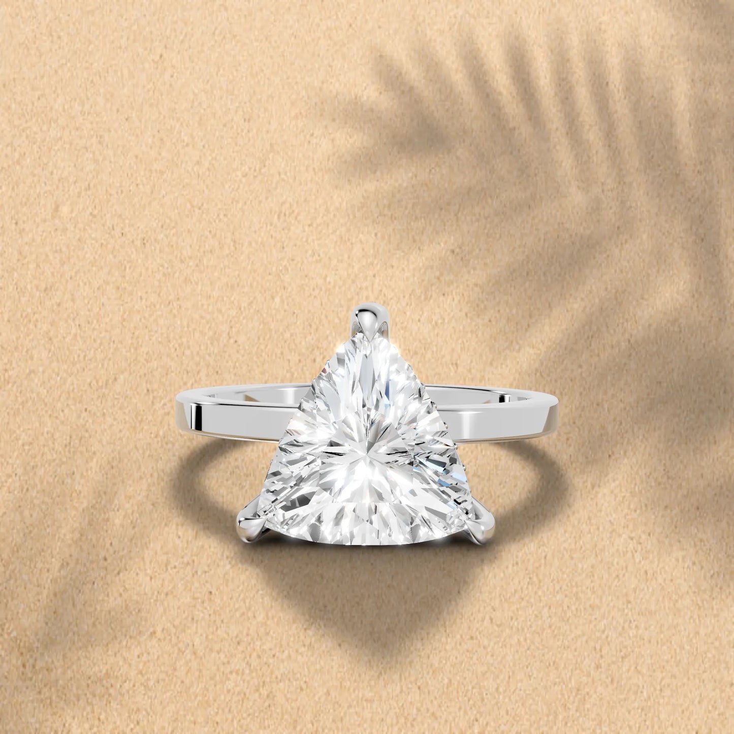 14K Gold Triangle Cut Diamond Hidden Halo Engagement Ring