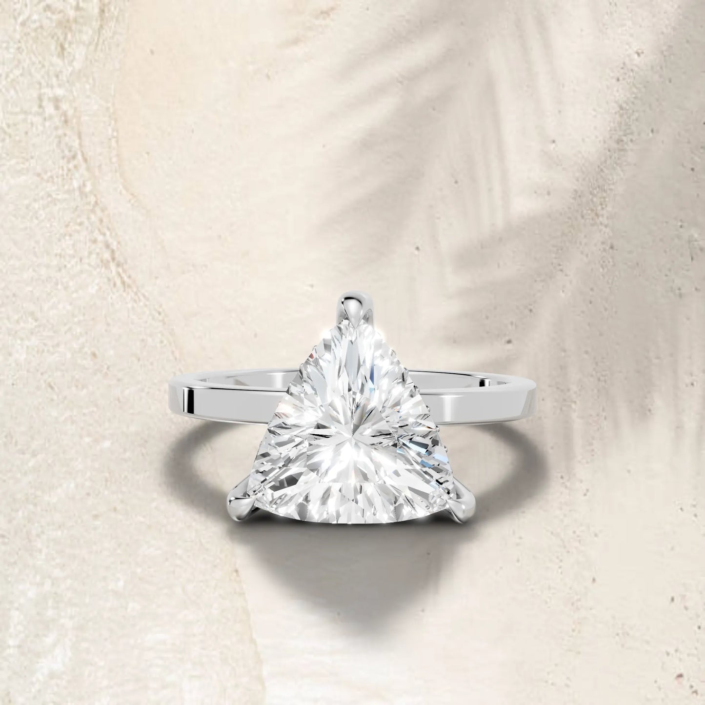 14K Gold Triangle Cut Diamond Hidden Halo Engagement Ring