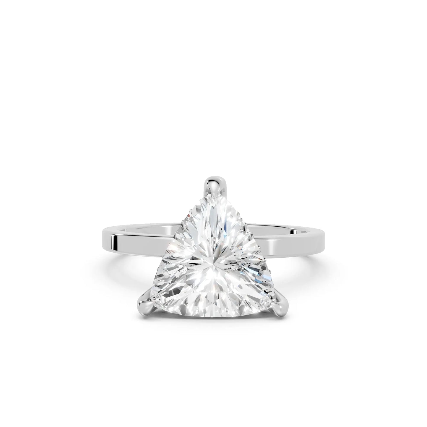 14K Gold Triangle Cut Diamond Hidden Halo Engagement Ring