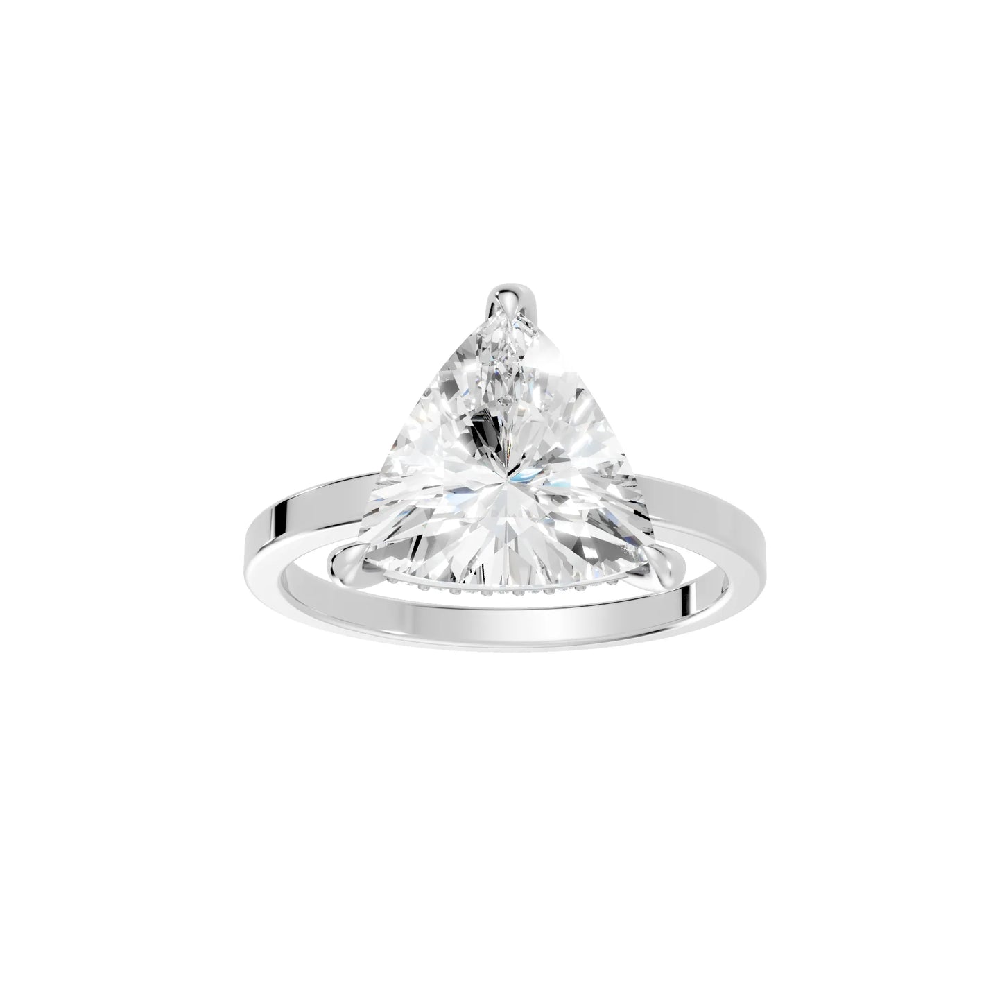14K Gold Triangle Cut Diamond Hidden Halo Engagement Ring