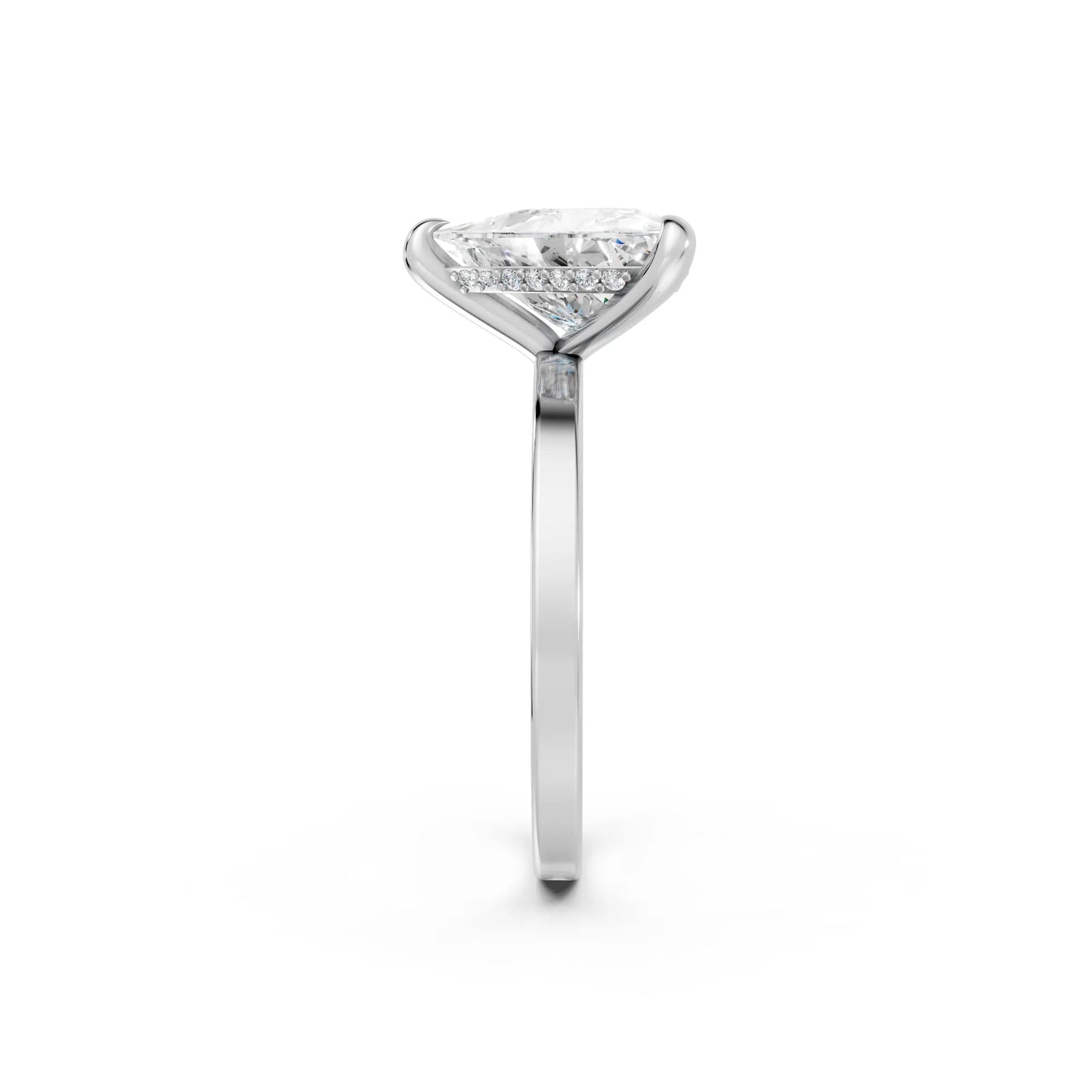 14K Gold Triangle Cut Diamond Hidden Halo Engagement Ring
